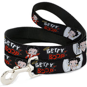 Dog Leash - BETTY BOOP Angel and Devil Poses with Text Black/White/Red Dog Leashes Betty Boop