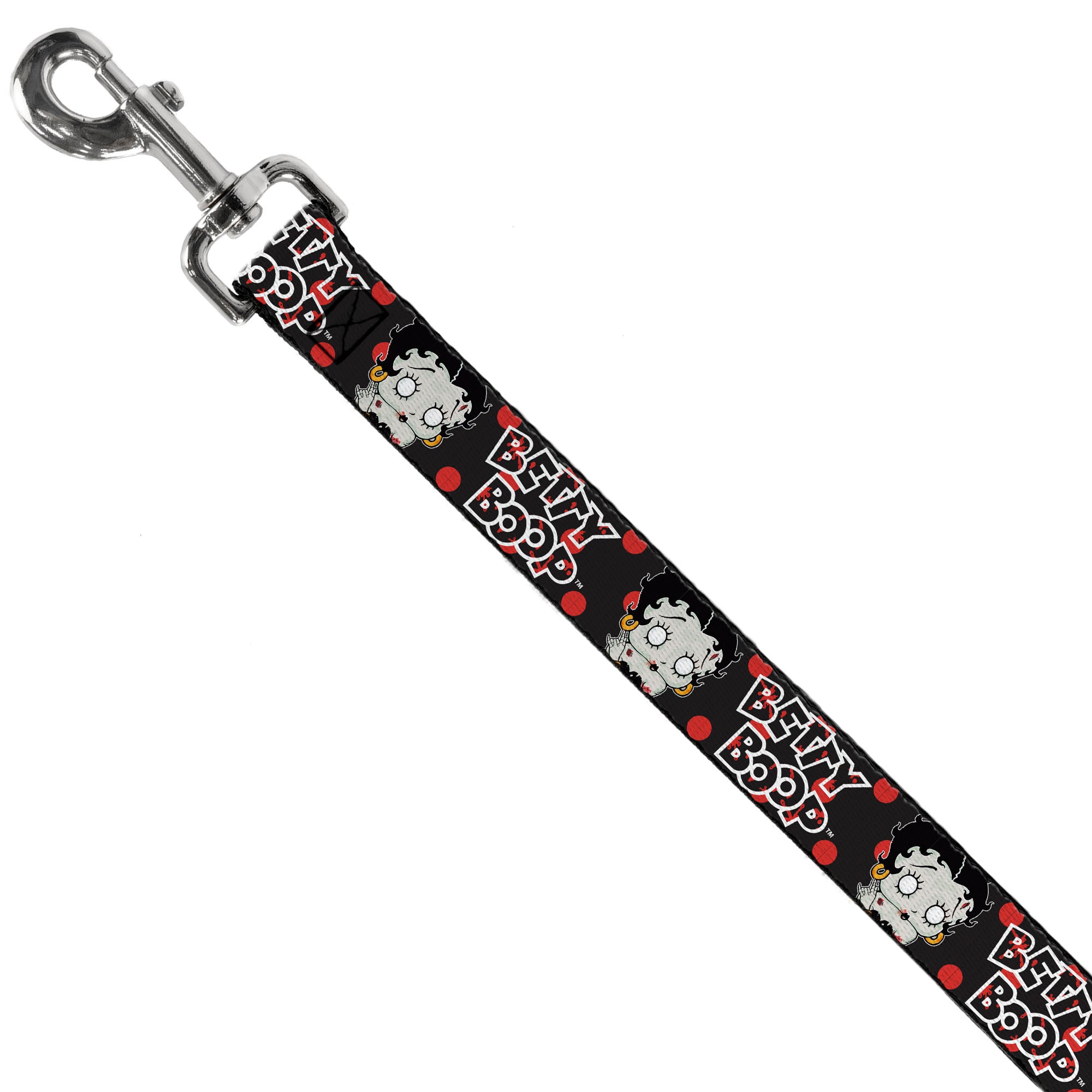 Dog Leash - BETTY BOOP Zombie Betty and Text Polka Dot Black/Red/White Dog Leashes Betty Boop