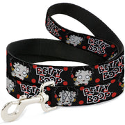Dog Leash - BETTY BOOP Zombie Betty and Text Polka Dot Black/Red/White Dog Leashes Betty Boop