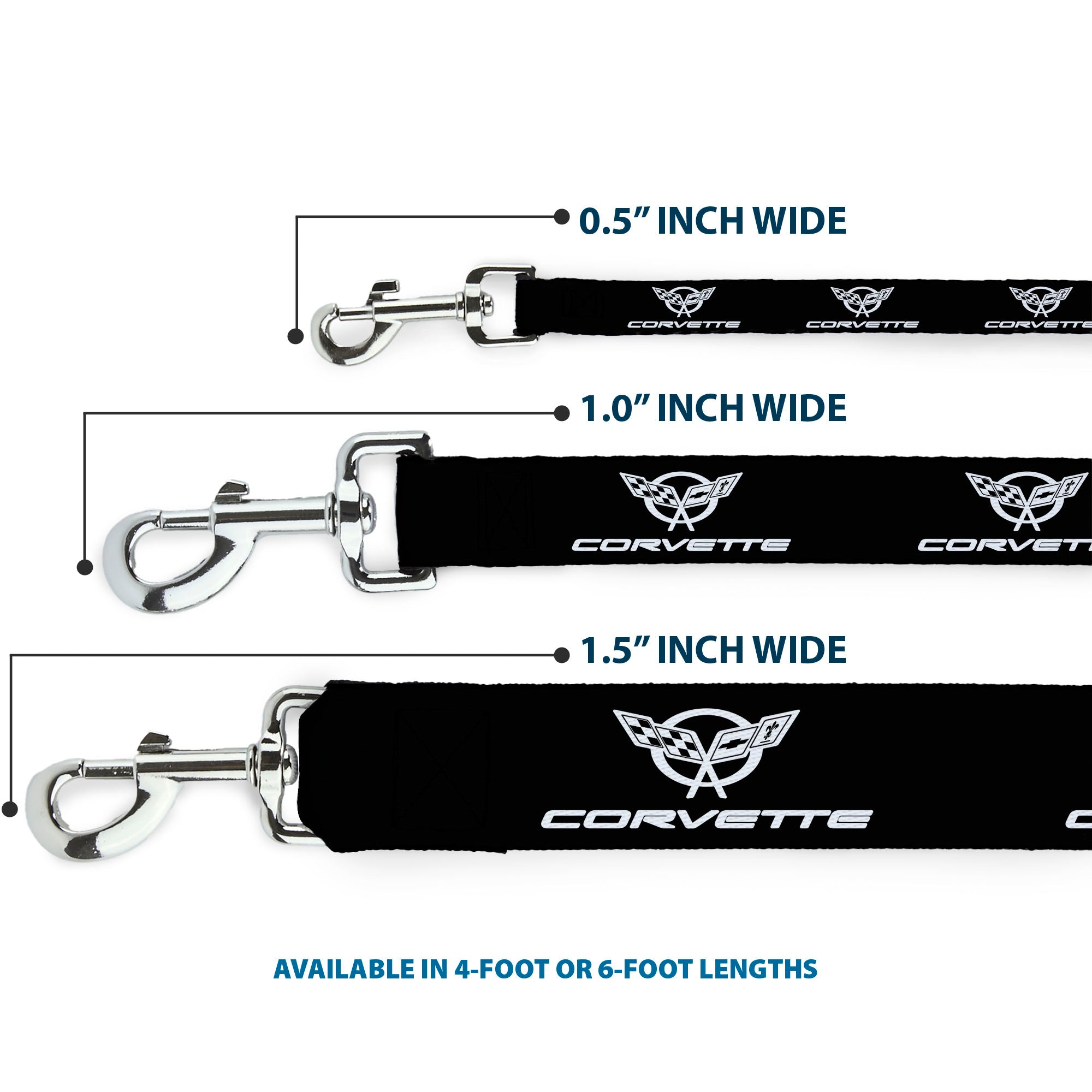 Dog Leash - Corvette Black/Silver REPEAT Dog Leashes GM General Motors