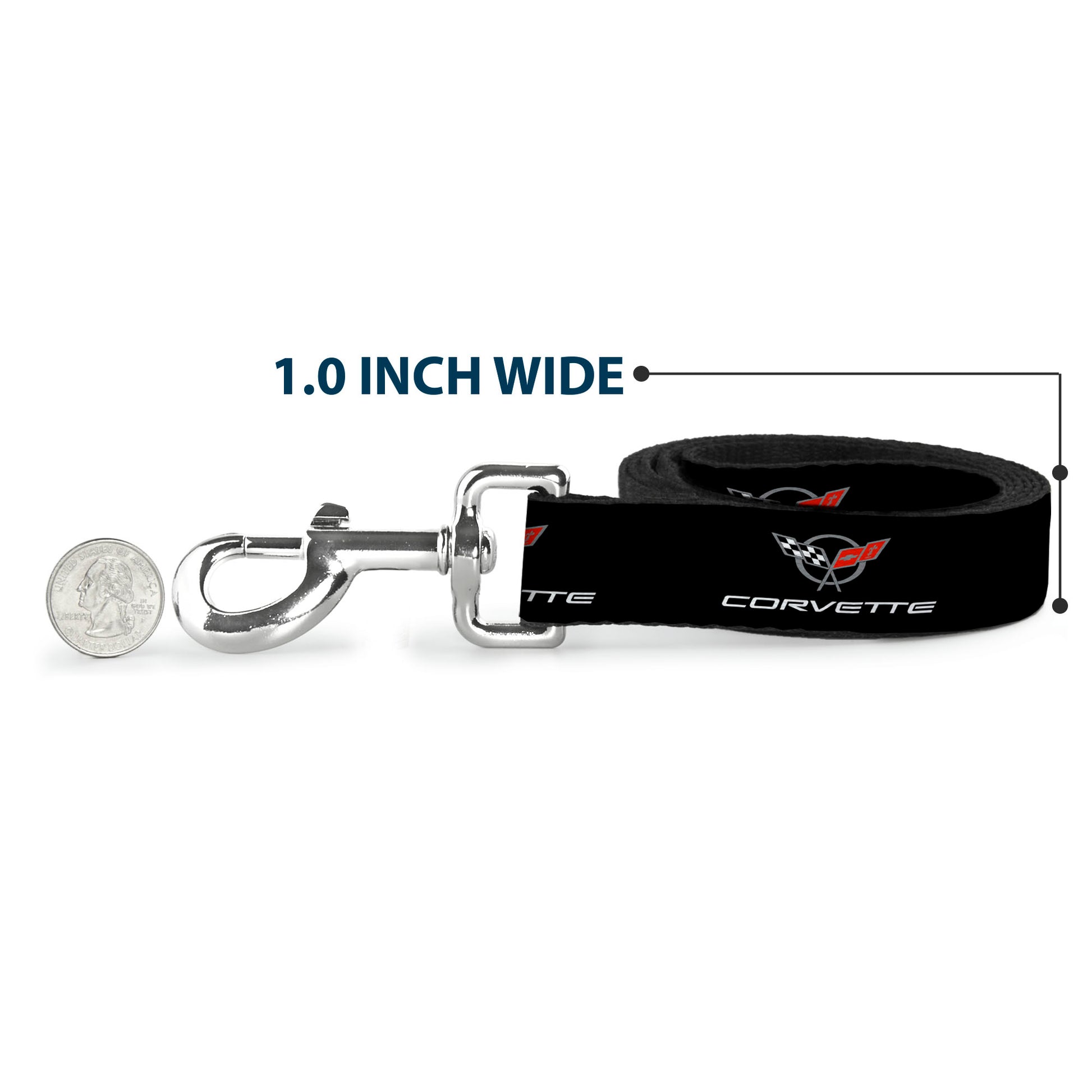 Dog Leash - CORVETTE C5 Logo Black/Gray/White/Red Repeat Dog Leashes GM General Motors