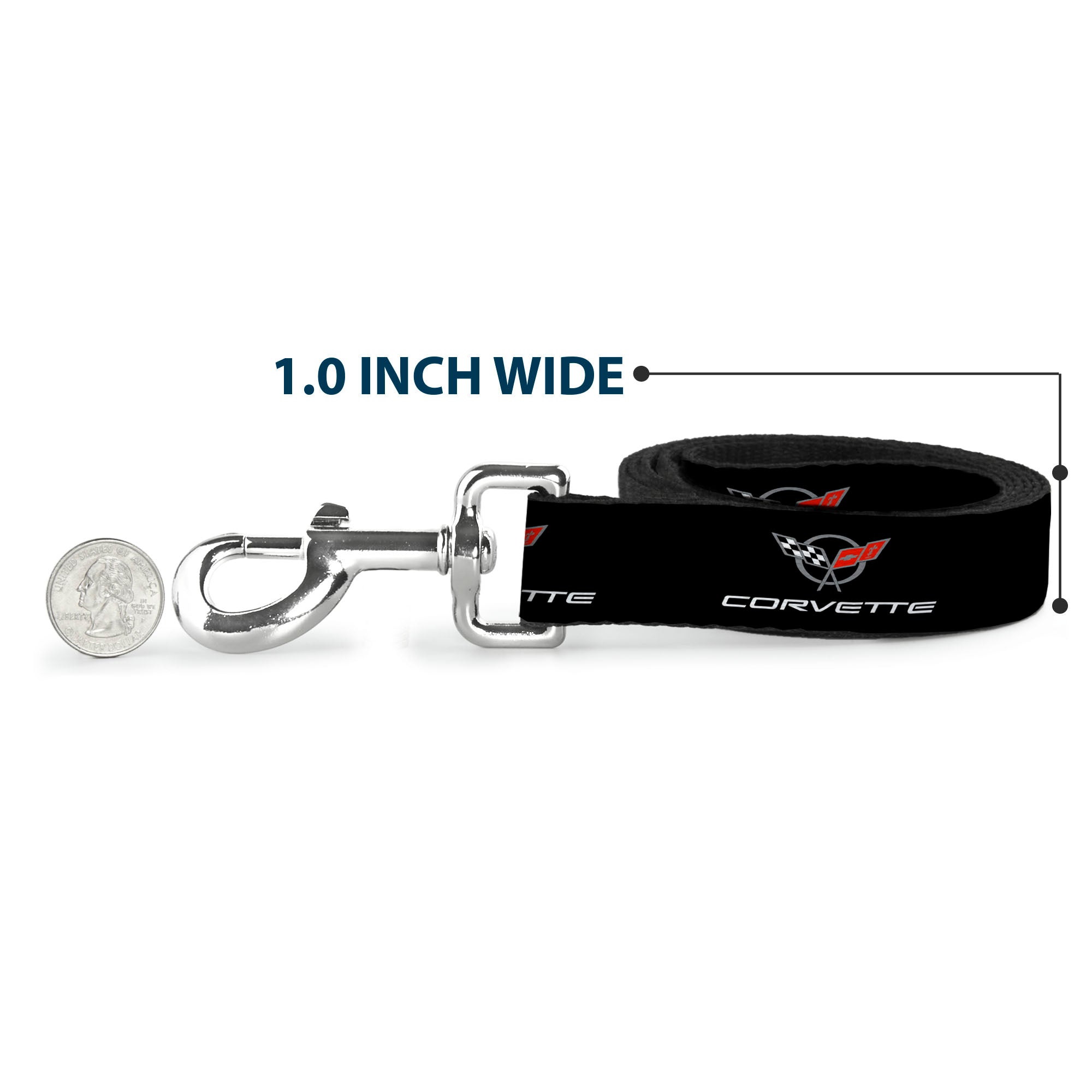Dog Leash - CORVETTE C5 Logo Black/Gray/White/Red Repeat Dog Leashes GM General Motors
