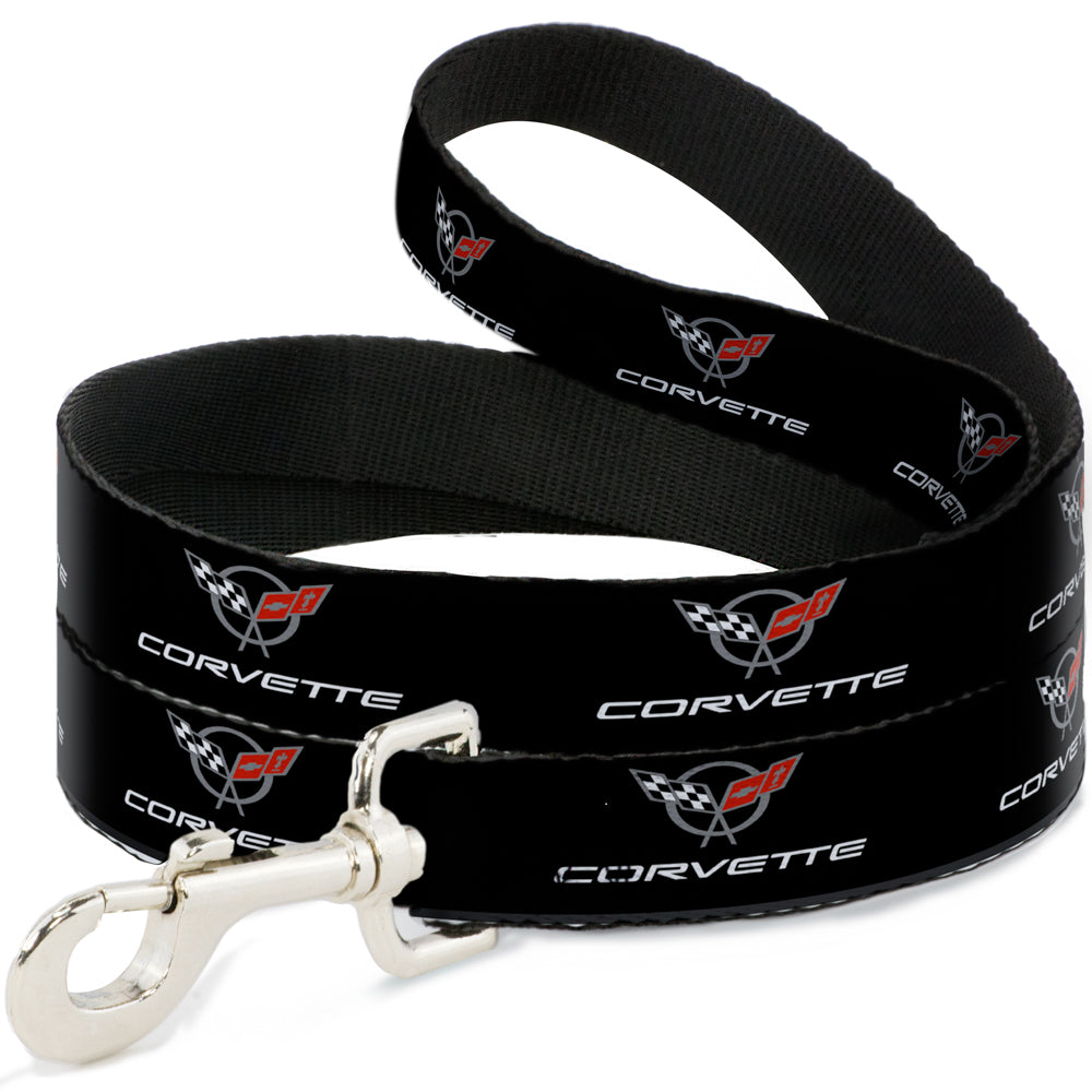 Dog Leash - CORVETTE C5 Logo Black/Gray/White/Red Repeat Dog Leashes GM General Motors