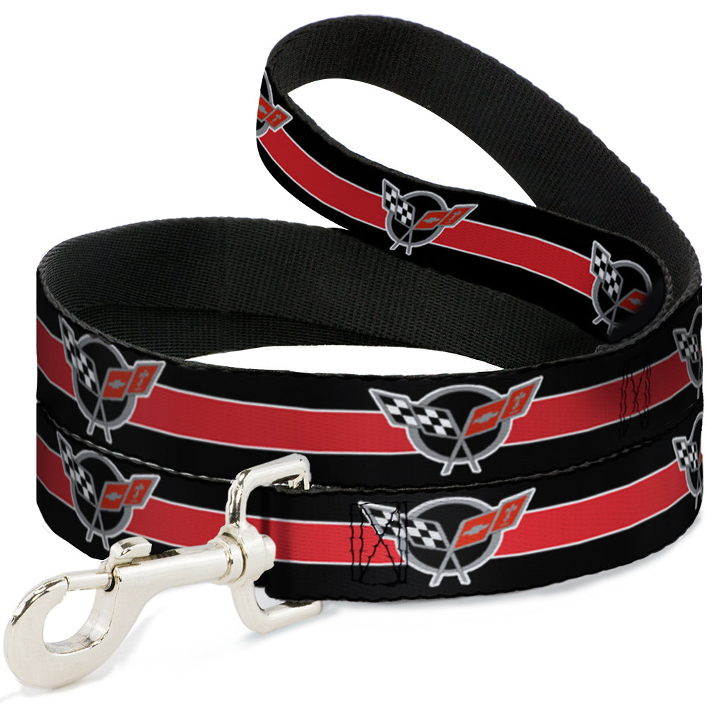 Dog Leash - CORVETTE C5 Logo/Stripe Black/White/Red/Gray REPEAT Dog Leashes GM General Motors