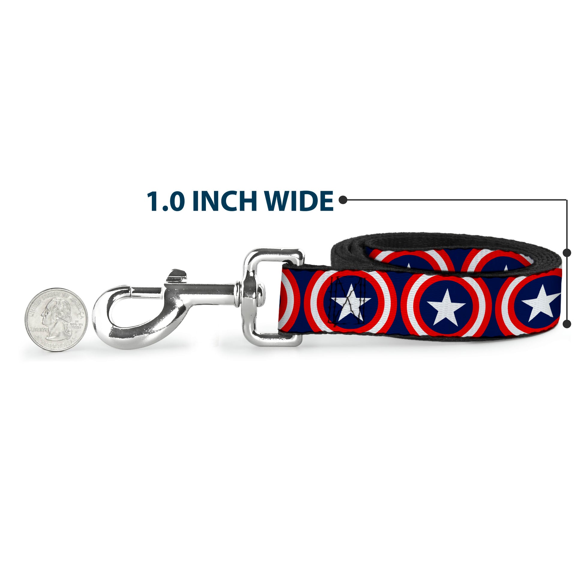 Dog Leash - Captain America Shield Repeat Navy Dog Leashes Marvel Comics