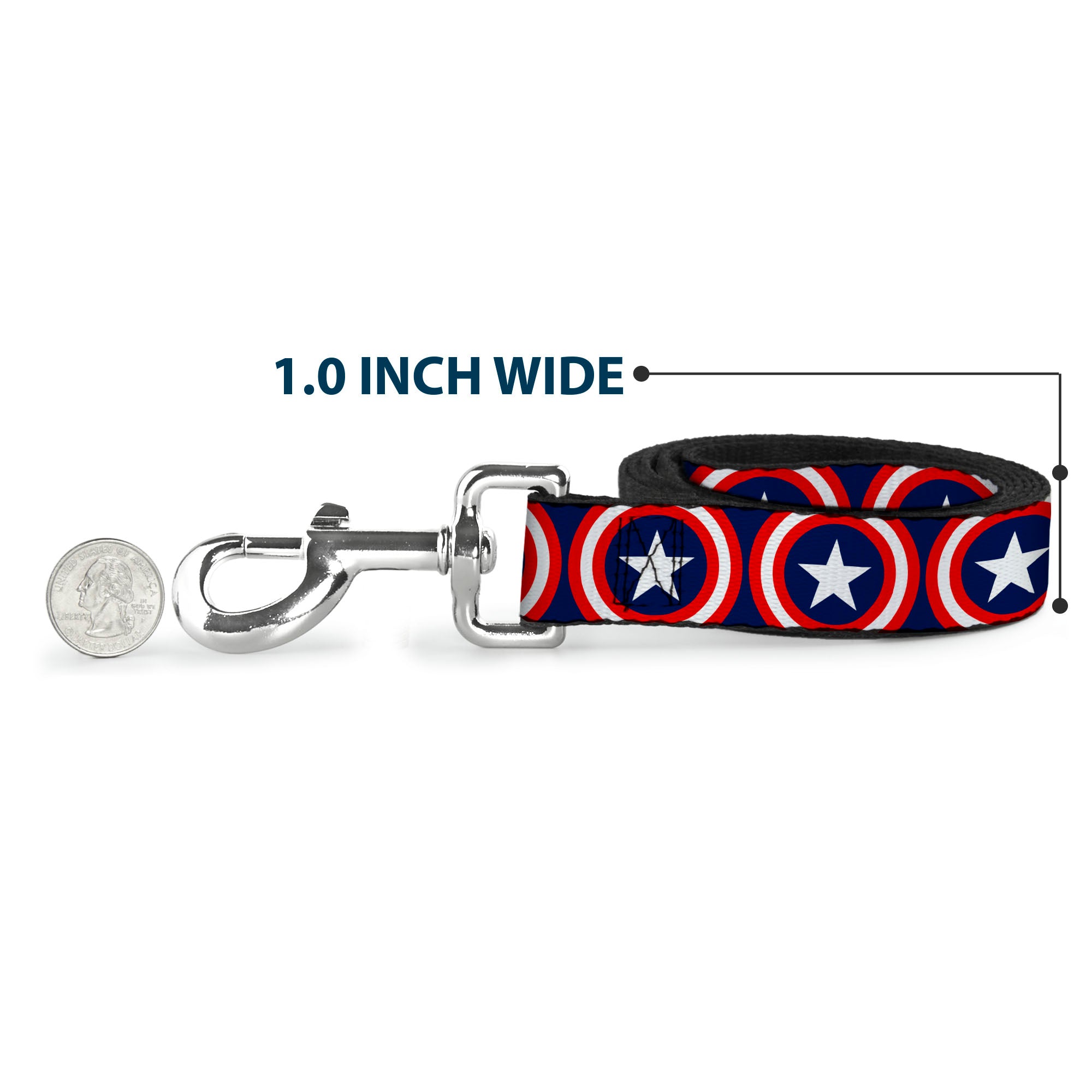 Dog Leash - Captain America Shield Repeat Navy Dog Leashes Marvel Comics