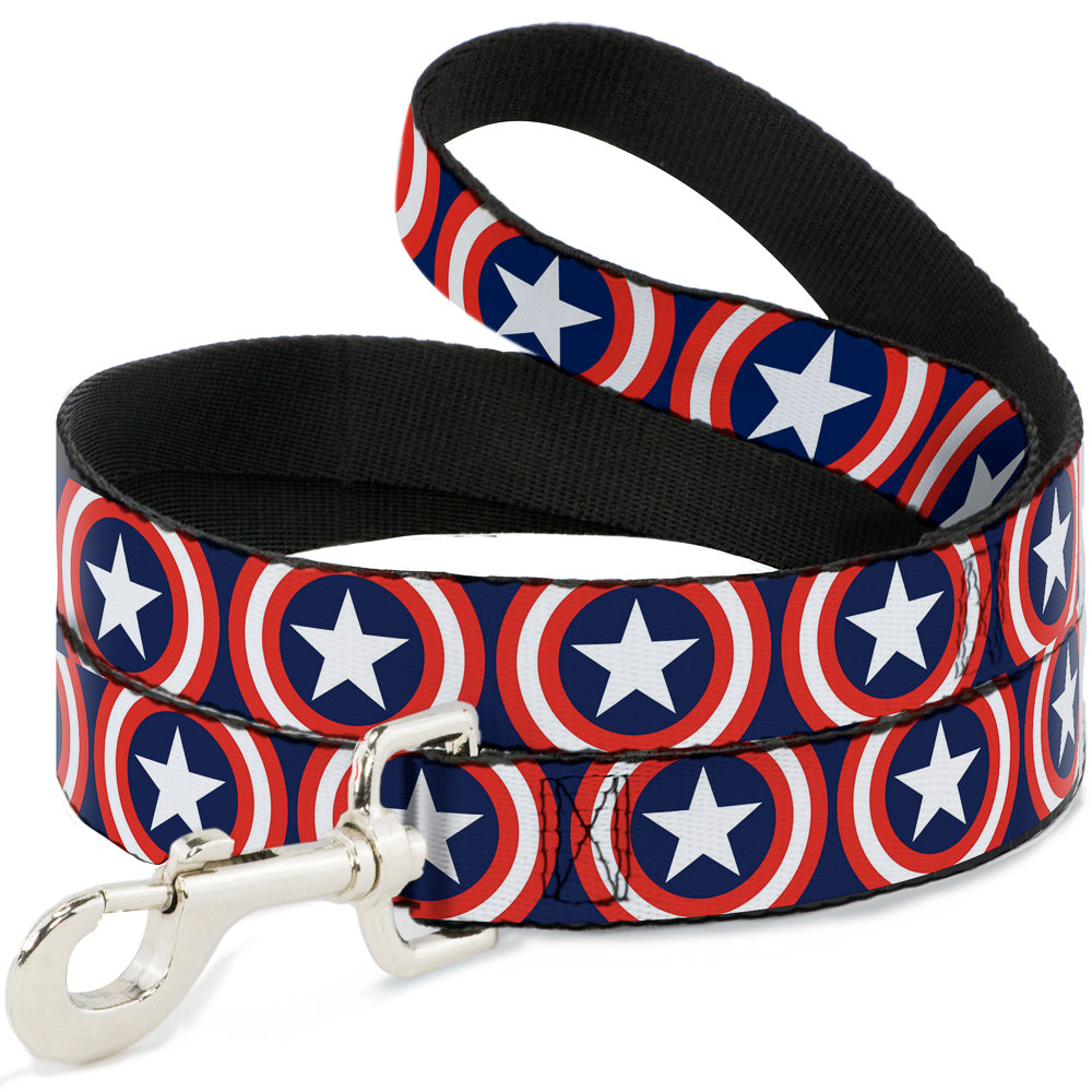 Dog Leash - Captain America Shield Repeat Navy Dog Leashes Marvel Comics