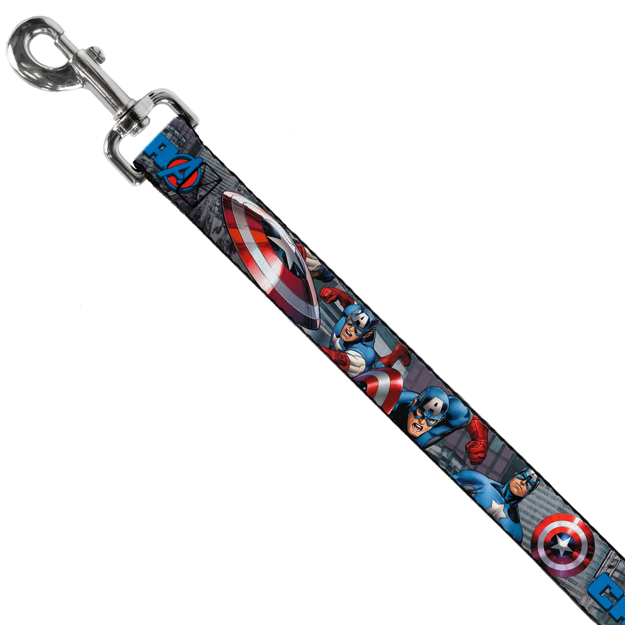 Dog Leash - CAPTAIN AMERICA w/Avengers Logo Cityscape Dog Leashes Marvel Comics