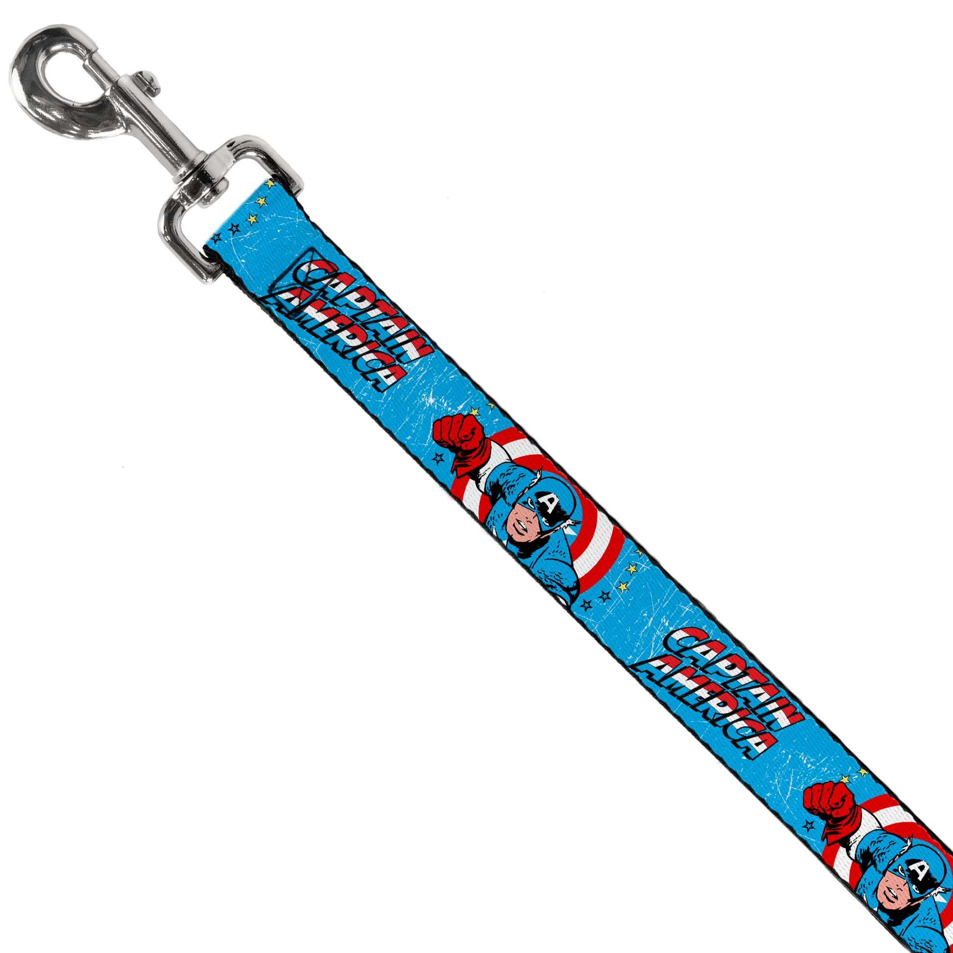 Dog Leash - CAPTAIN AMERICA w/Action Pose Weathered Blue Dog Leashes Marvel Comics