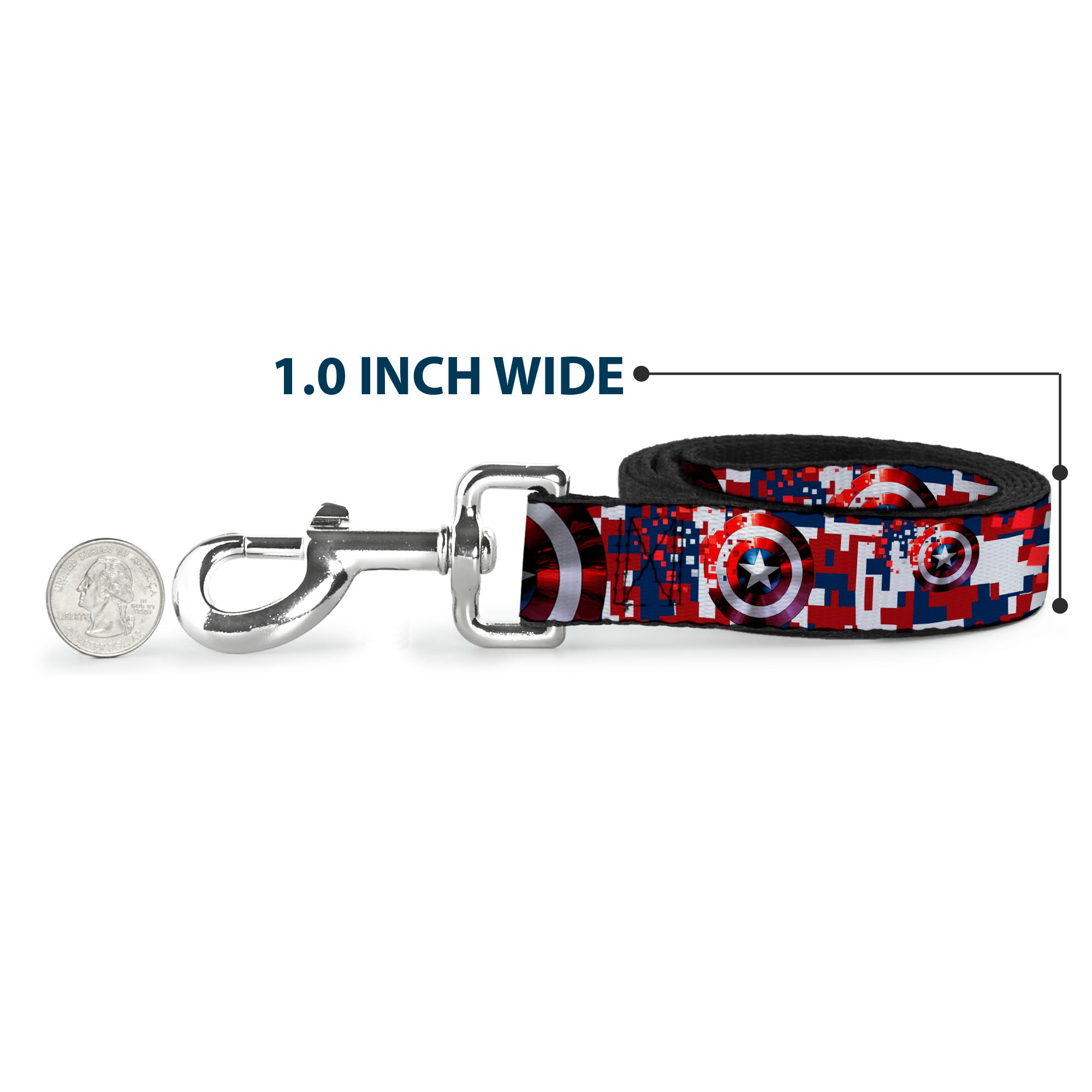 Dog Leash - Captain America Shield Digital Camo Blue/White/Red Dog Leashes Marvel Comics