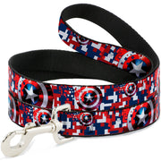 Dog Leash - Captain America Shield Digital Camo Blue/White/Red Dog Leashes Marvel Comics