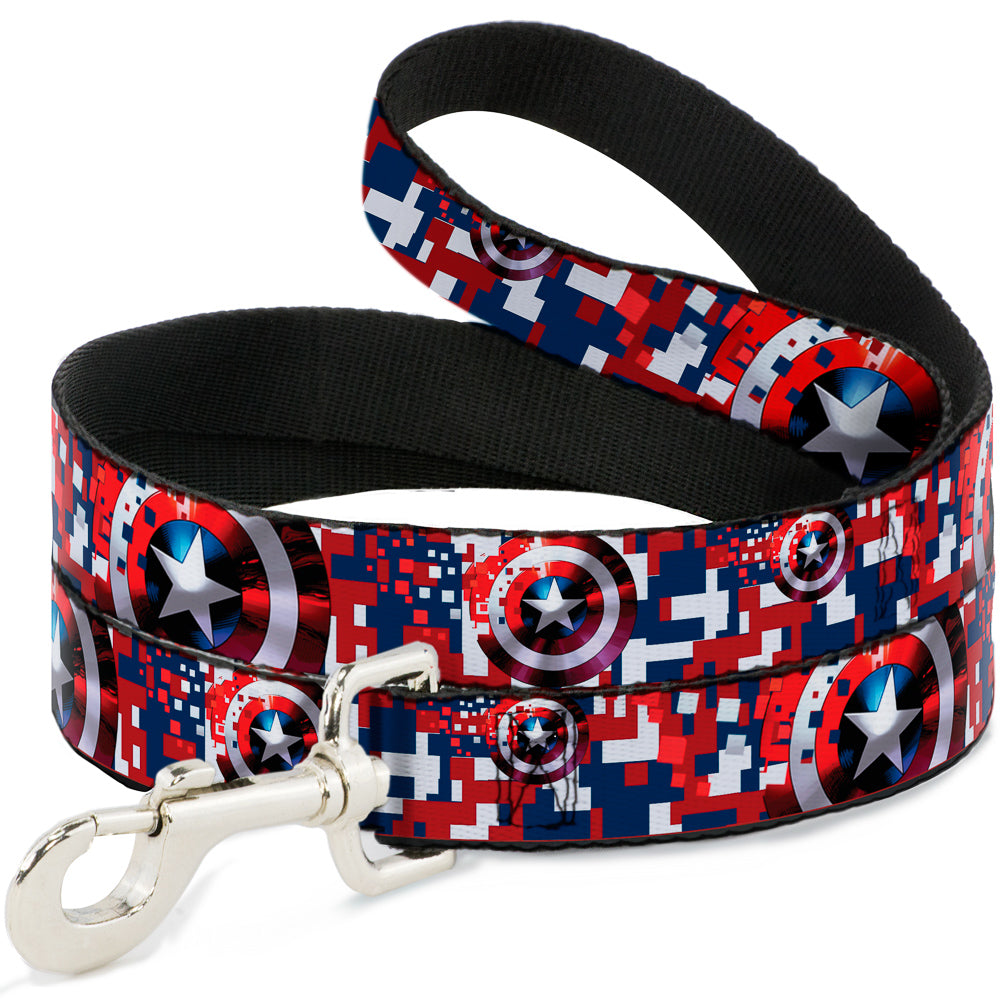 Dog Leash - Captain America Shield Digital Camo Blue/White/Red Dog Leashes Marvel Comics
