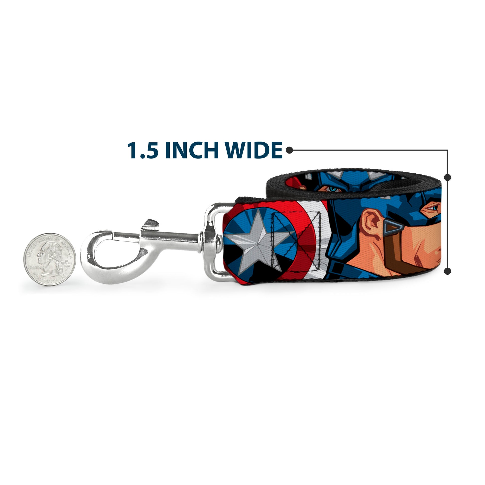 Dog Leash - Captain America Face Turns/Shield CLOSE-UP Dog Leashes Marvel Comics