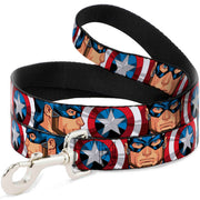 Dog Leash - Captain America Face Turns/Shield CLOSE-UP Dog Leashes Marvel Comics