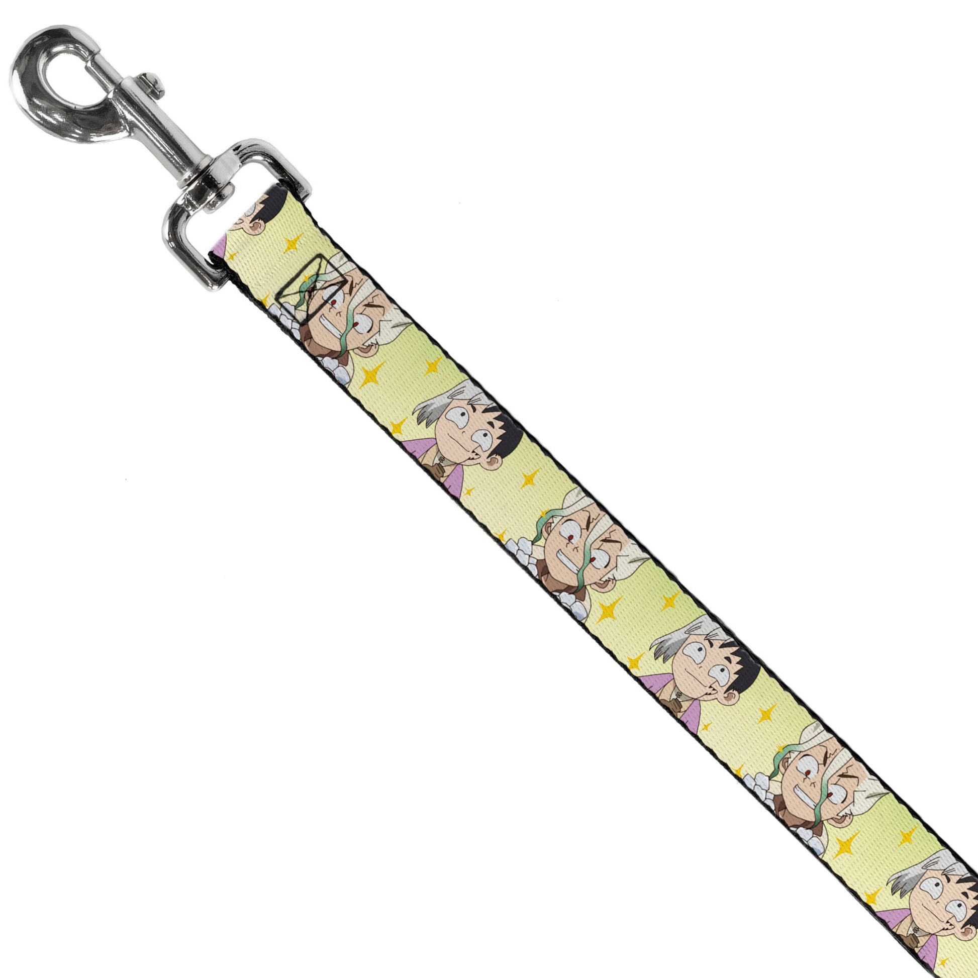 Dog Leash - Dr. Stone Chibi Senku and Gen Faces Stars Yellows Dog Leashes Dr. Stone