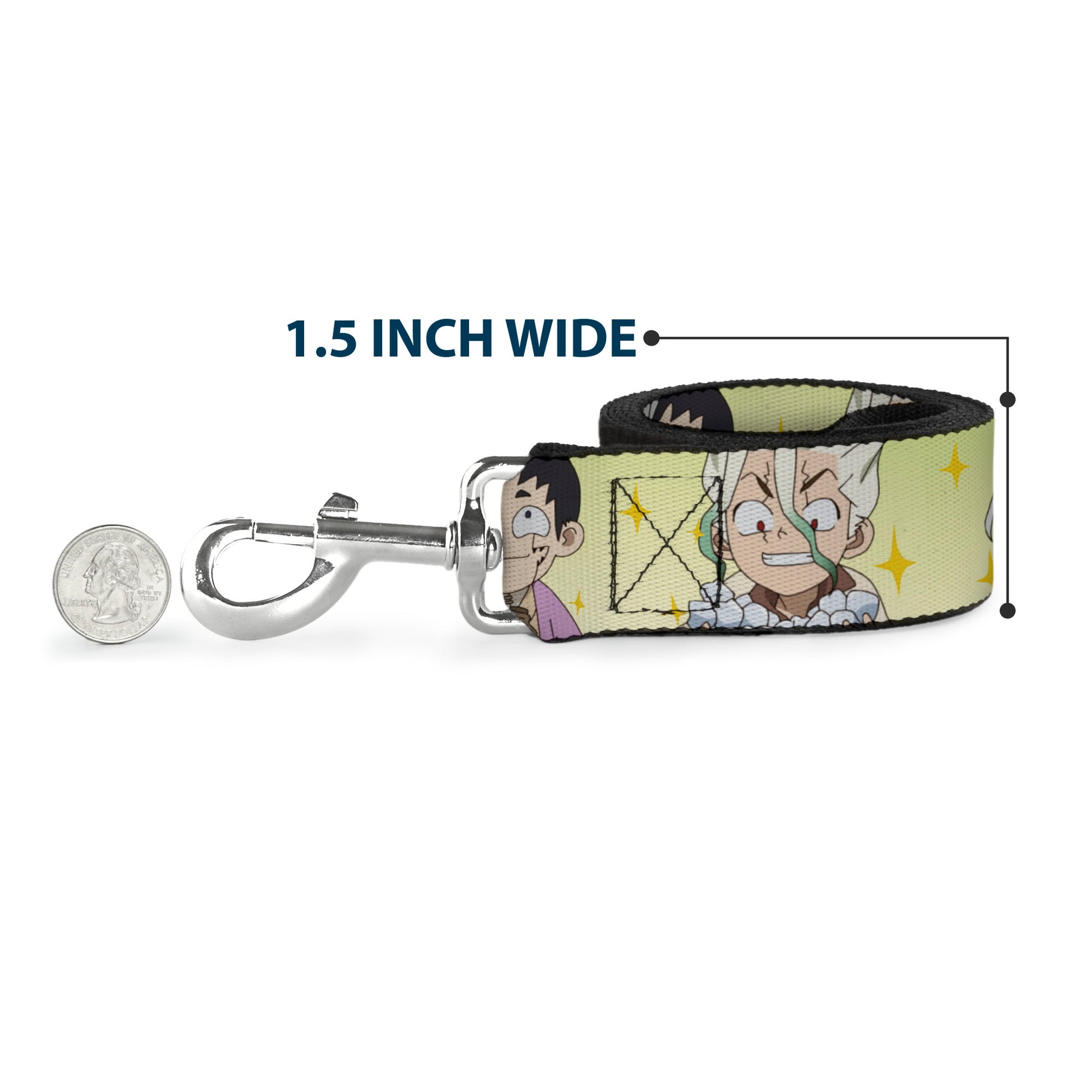 Dog Leash - Dr. Stone Chibi Senku and Gen Faces Stars Yellows Dog Leashes Dr. Stone