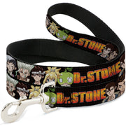 Dog Leash - DR. STONE Title Logo and Character Group Black Dog Leashes Dr. Stone