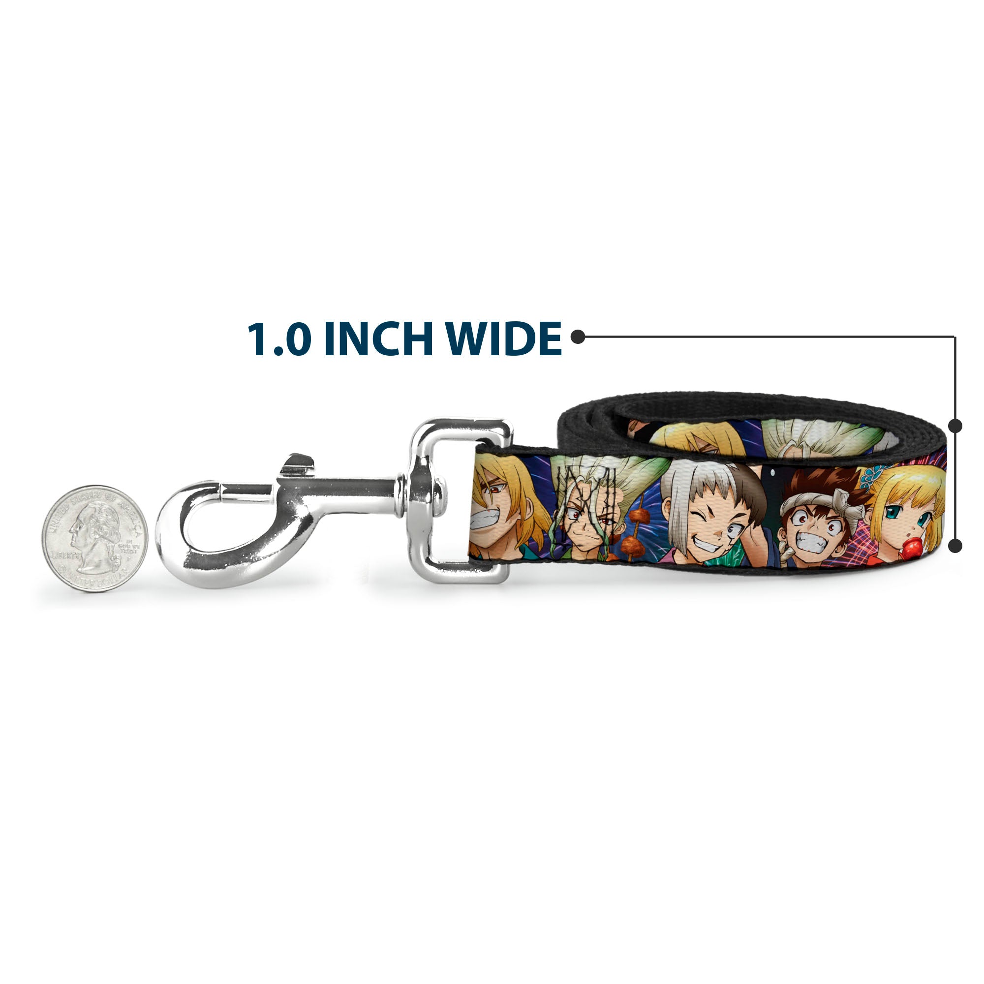 Dog Leash - Dr. Stone Character Group Faces Close-Up Dog Leashes Dr. Stone