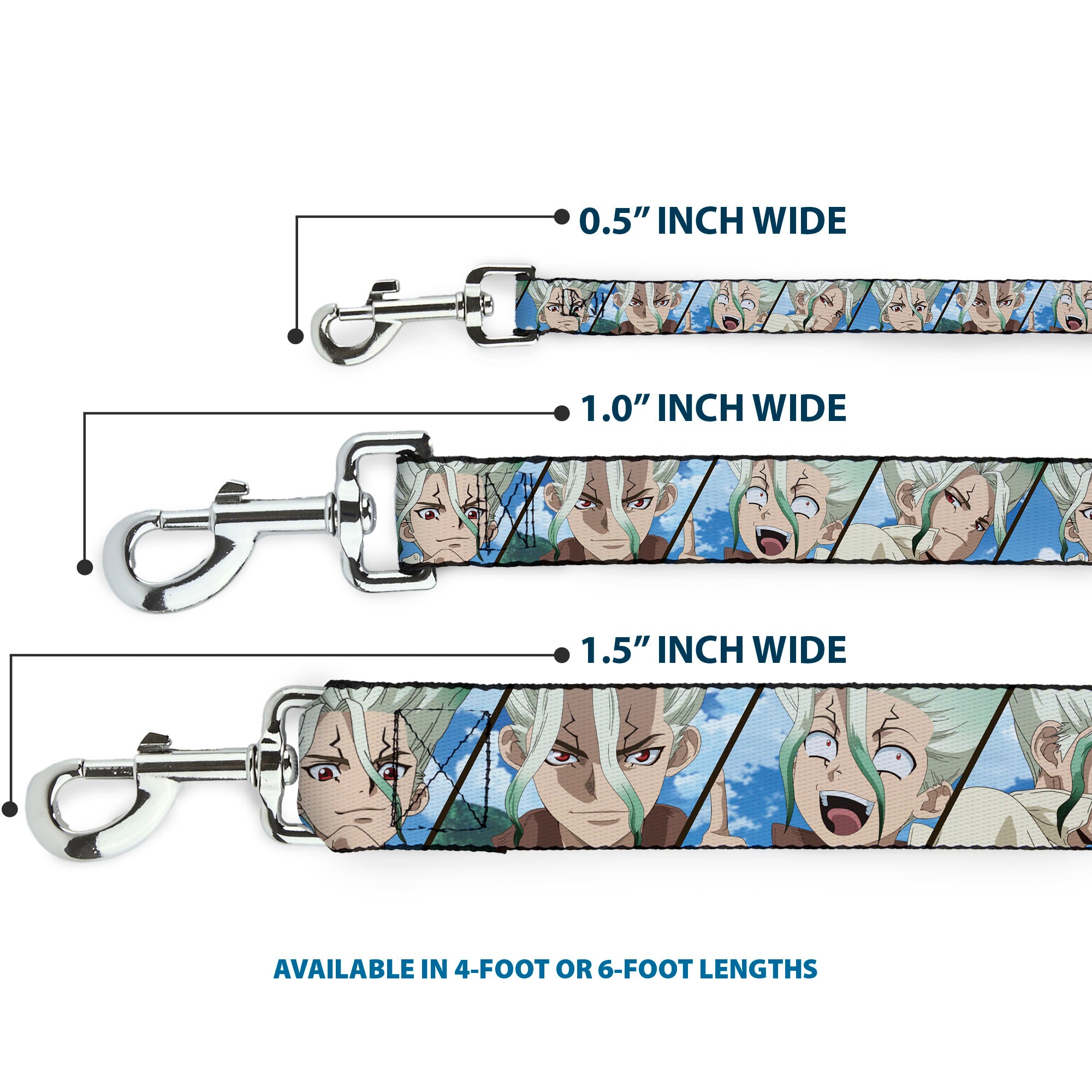Dog Leash - Dr. Stone Senku Ishigami Expression Blocks Blues Dog Leashes Dr. Stone