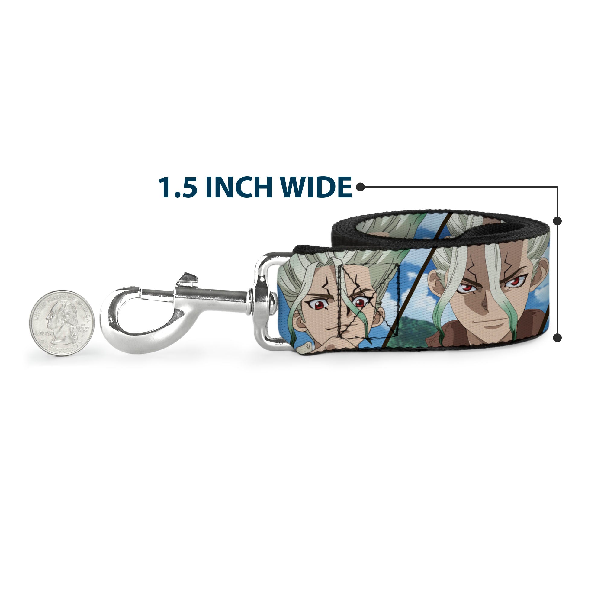 Dog Leash - Dr. Stone Senku Ishigami Expression Blocks Blues Dog Leashes Dr. Stone