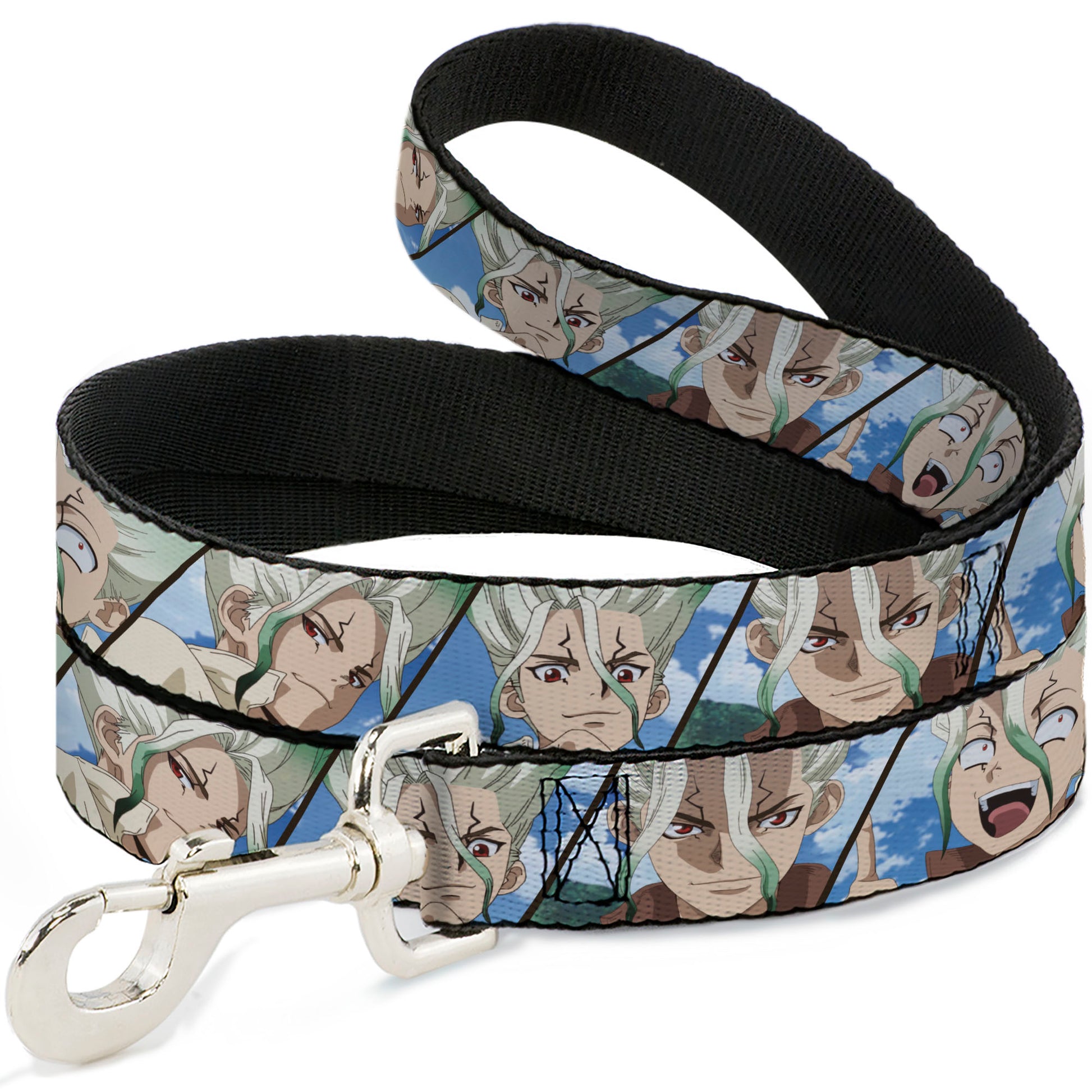 Dog Leash - Dr. Stone Senku Ishigami Expression Blocks Blues Dog Leashes Dr. Stone