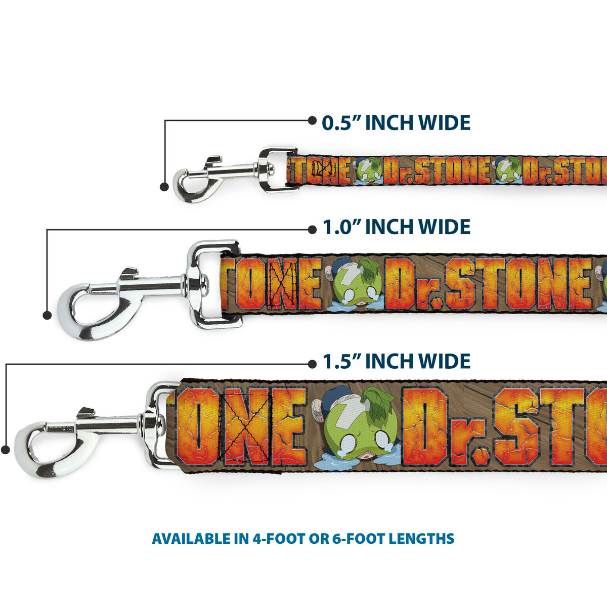 Dog Leash - DR. STONE Title Logo and Suika Crying Pose Browns Dog Leashes Dr. Stone