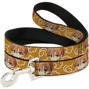 Dog Leash - Fruits Basket Chibi Kyo Soma Face and Kimono Cat Icon Orange/White Dog Leashes Fruits Basket