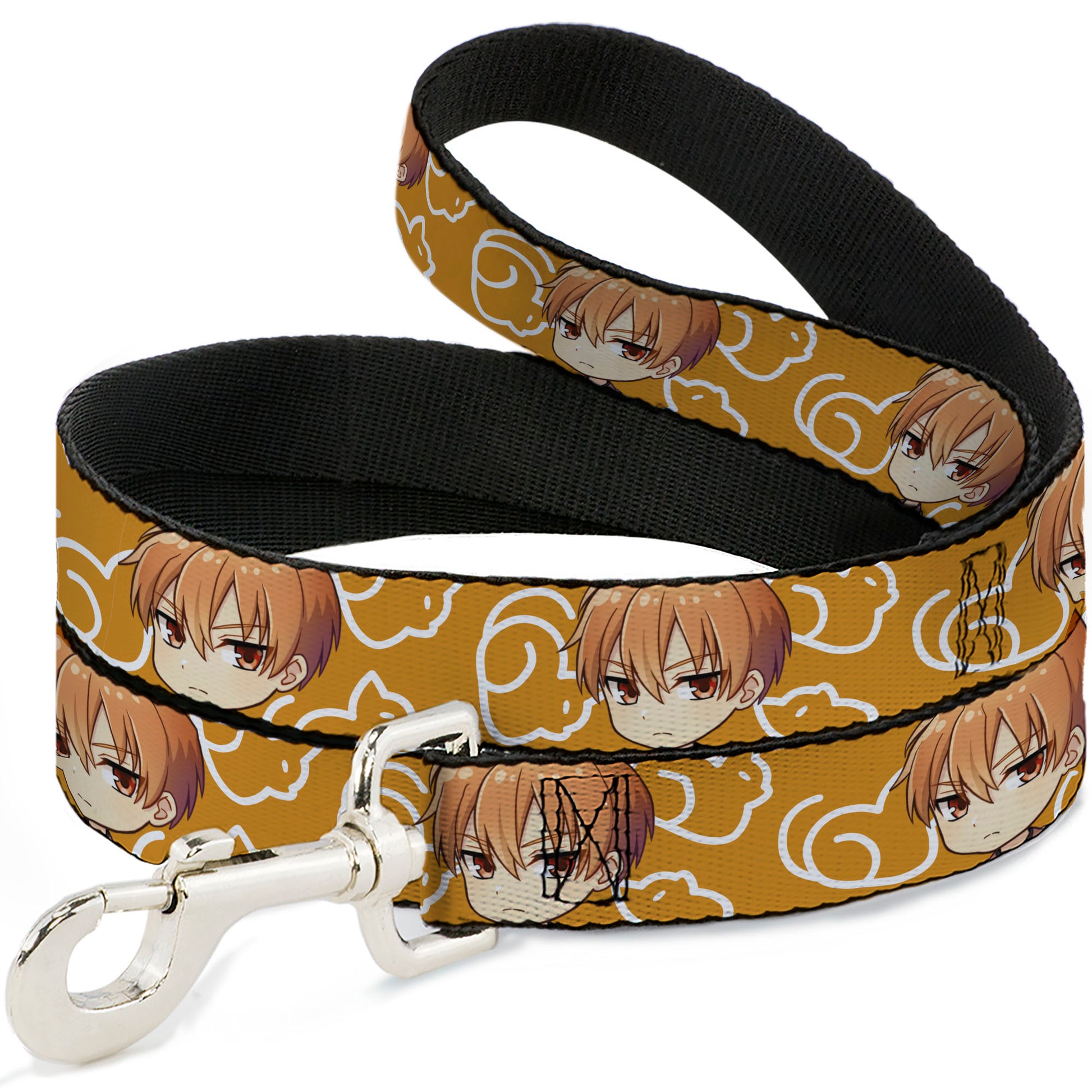 Dog Leash - Fruits Basket Chibi Kyo Soma Face and Kimono Cat Icon Orange/White Dog Leashes Fruits Basket