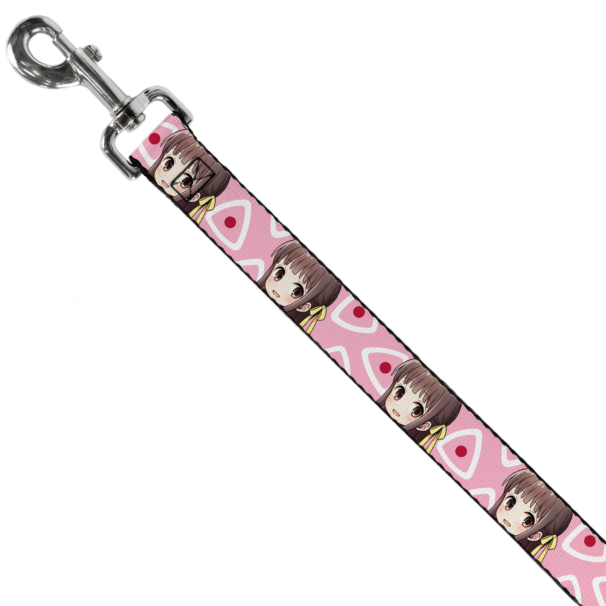Dog Leash - Fruits Basket Chibi Tohru Honda Face and Kimono Rice Ball Icon Pink/White/Red Dog Leashes Fruits Basket