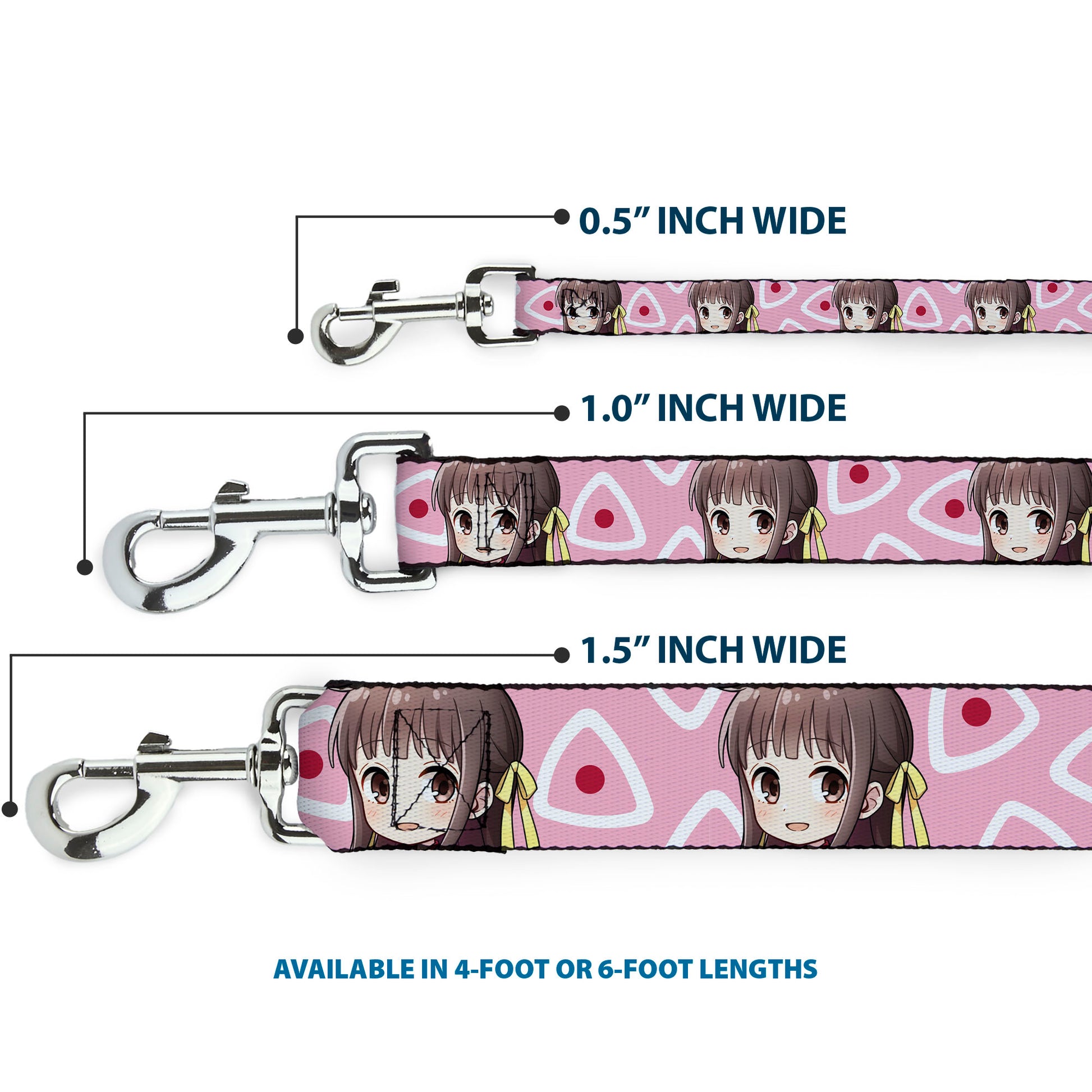 Dog Leash - Fruits Basket Chibi Tohru Honda Face and Kimono Rice Ball Icon Pink/White/Red Dog Leashes Fruits Basket