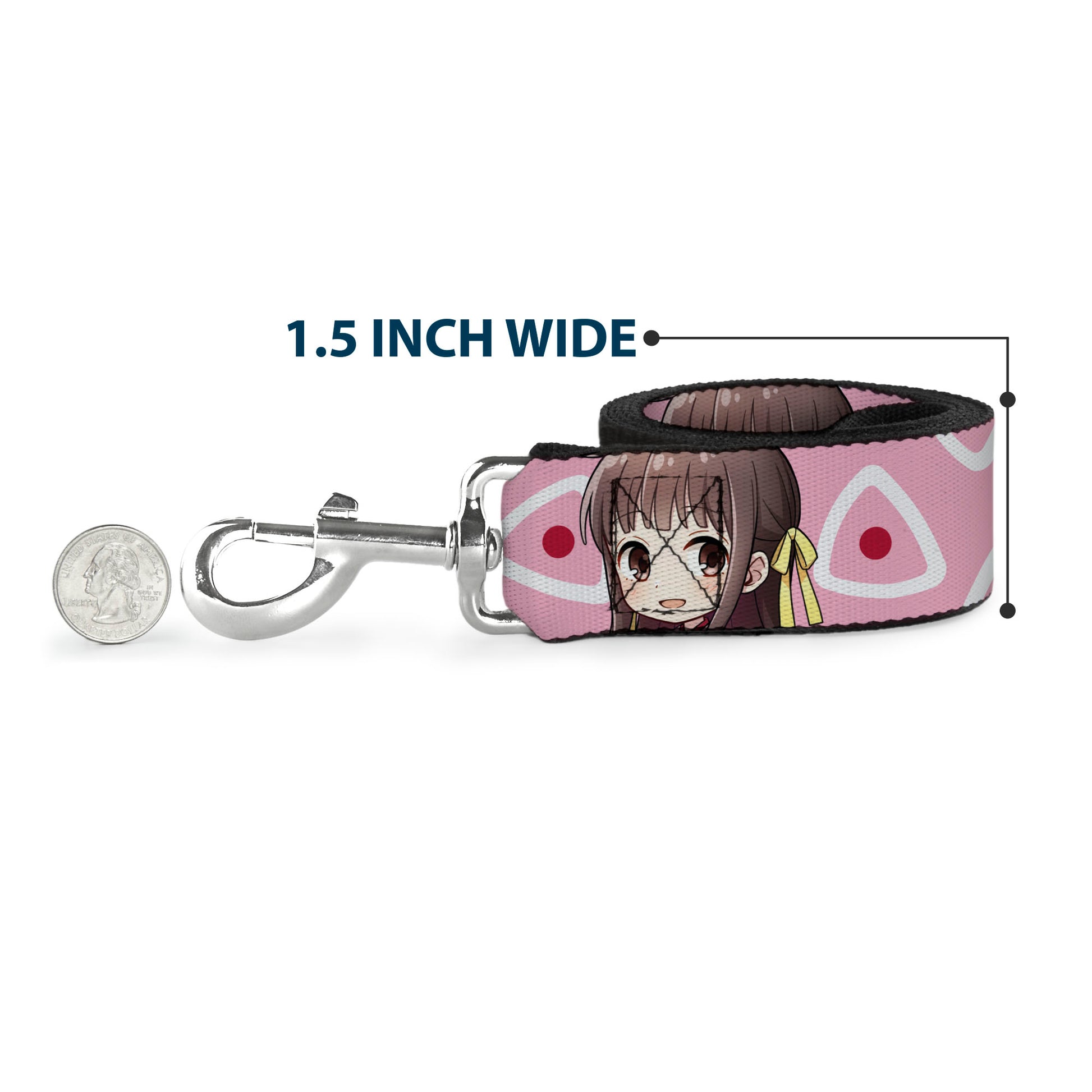 Dog Leash - Fruits Basket Chibi Tohru Honda Face and Kimono Rice Ball Icon Pink/White/Red Dog Leashes Fruits Basket