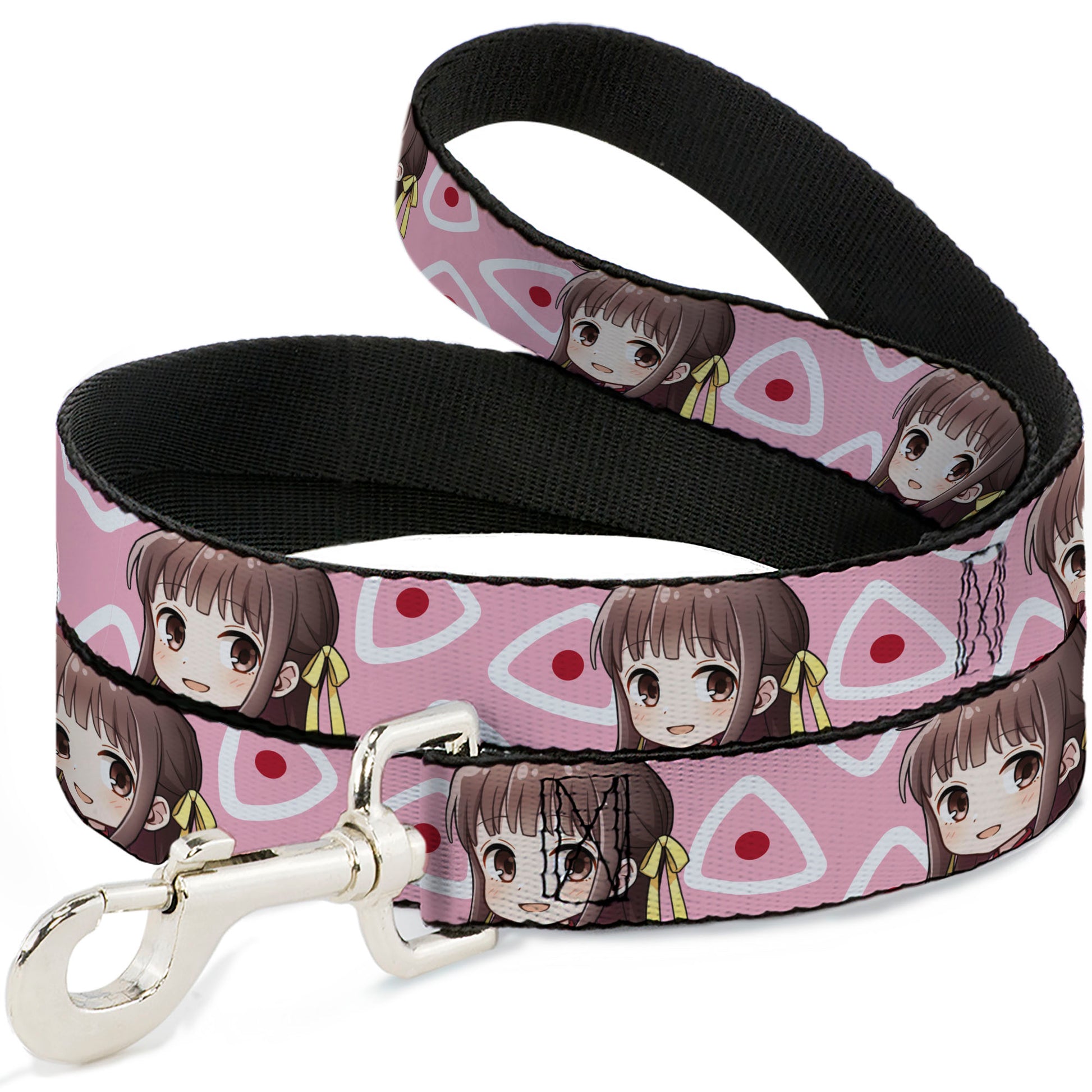 Dog Leash - Fruits Basket Chibi Tohru Honda Face and Kimono Rice Ball Icon Pink/White/Red Dog Leashes Fruits Basket