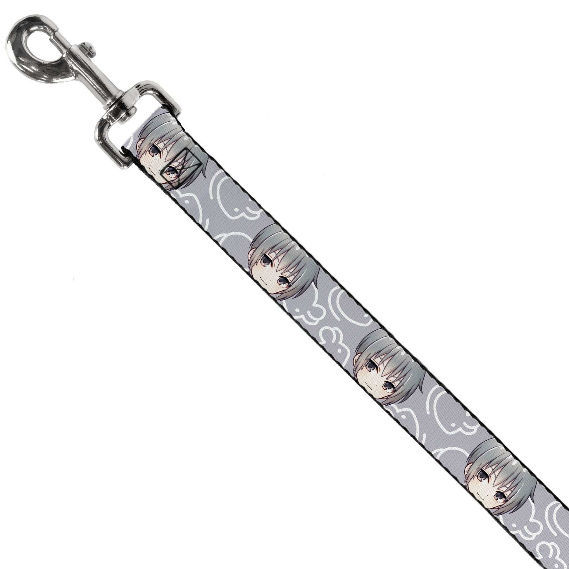 Dog Leash - Fruits Basket Chibi Yuki Soma Face and Kimono Rat Icon Gray/White Dog Leashes Fruits Basket