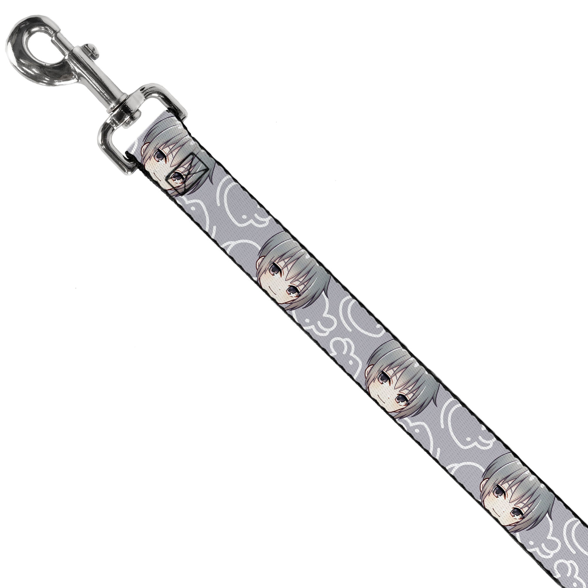Dog Leash - Fruits Basket Chibi Yuki Soma Face and Kimono Rat Icon Gray/White Dog Leashes Fruits Basket