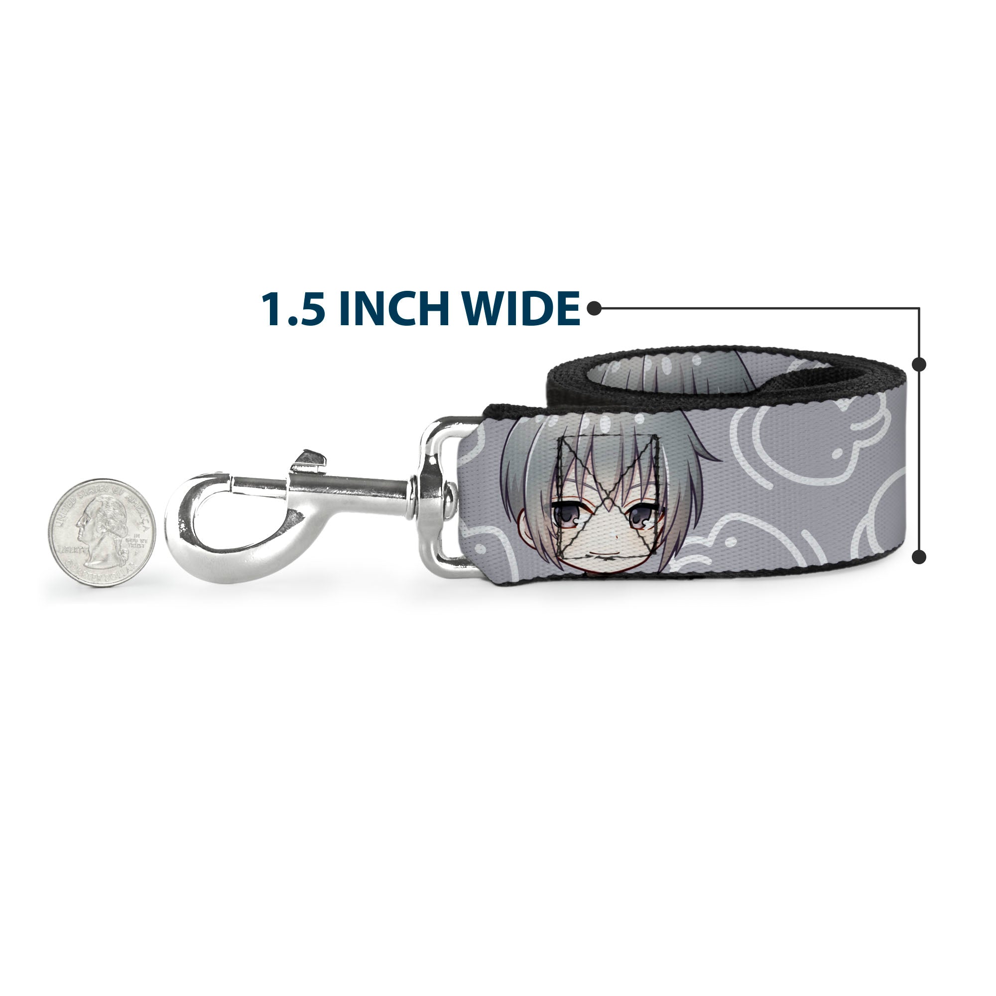 Dog Leash - Fruits Basket Chibi Yuki Soma Face and Kimono Rat Icon Gray/White Dog Leashes Fruits Basket