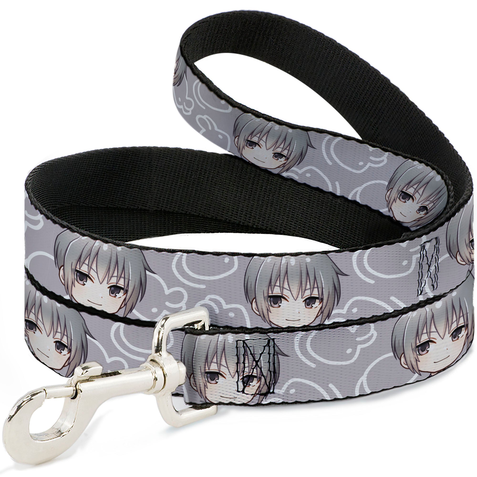 Dog Leash - Fruits Basket Chibi Yuki Soma Face and Kimono Rat Icon Gray/White Dog Leashes Fruits Basket