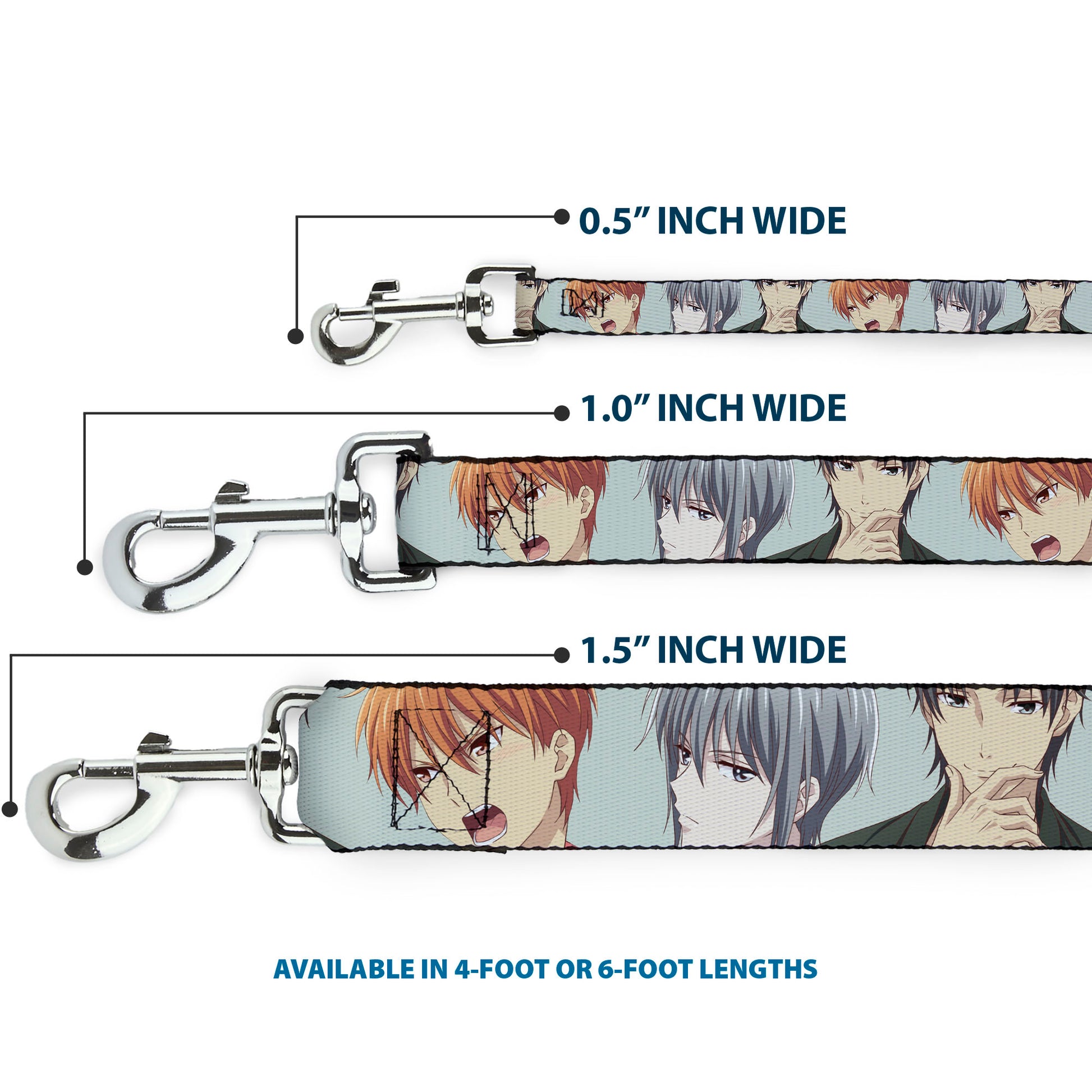 Dog Leash - Fruits Basket Kyo Yuki Shigure Group Faces Mint Green Dog Leashes Fruits Basket