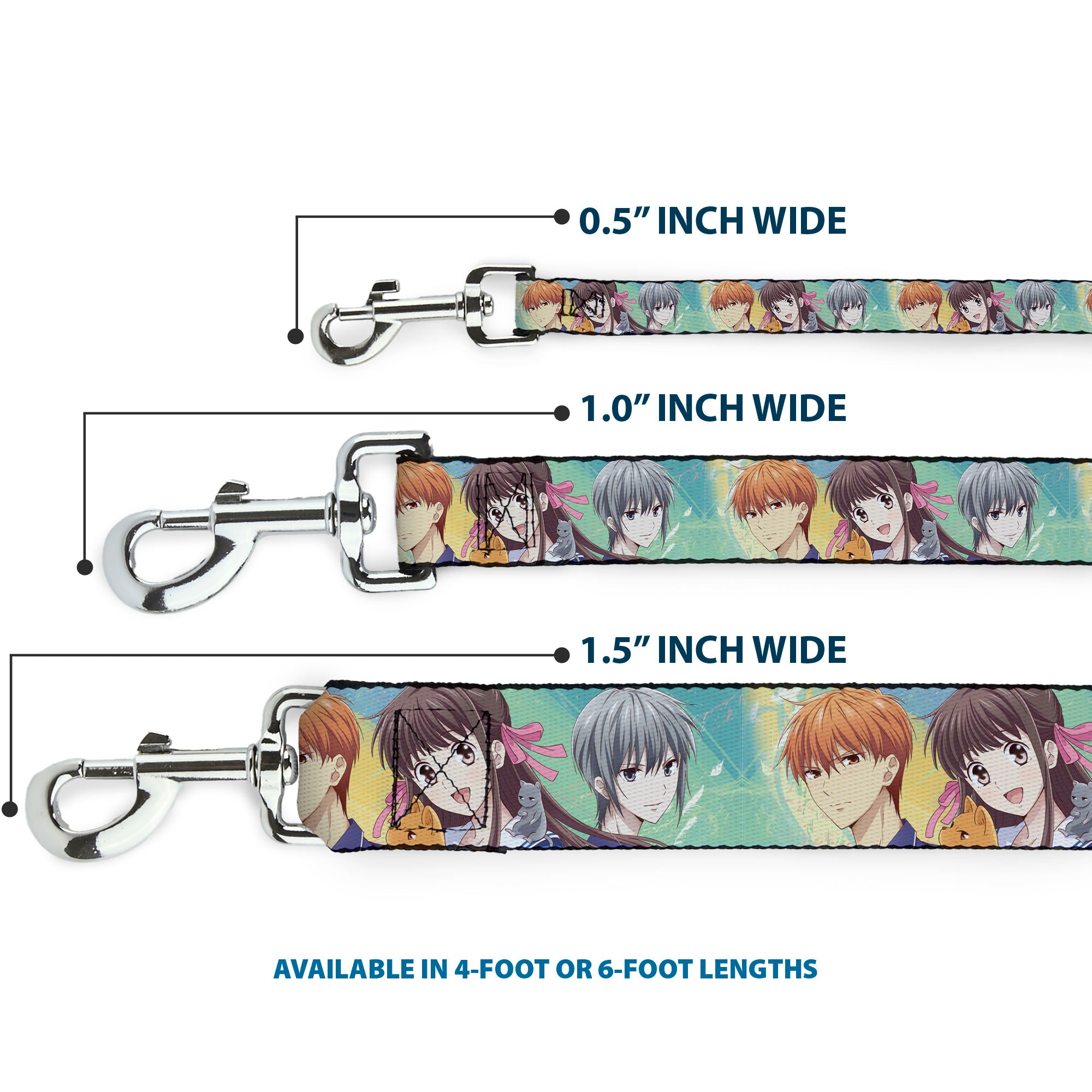 Dog Leash - Fruits Basket Kyo Tohru Yuki Group Pose Greens/Blues Dog Leashes Fruits Basket