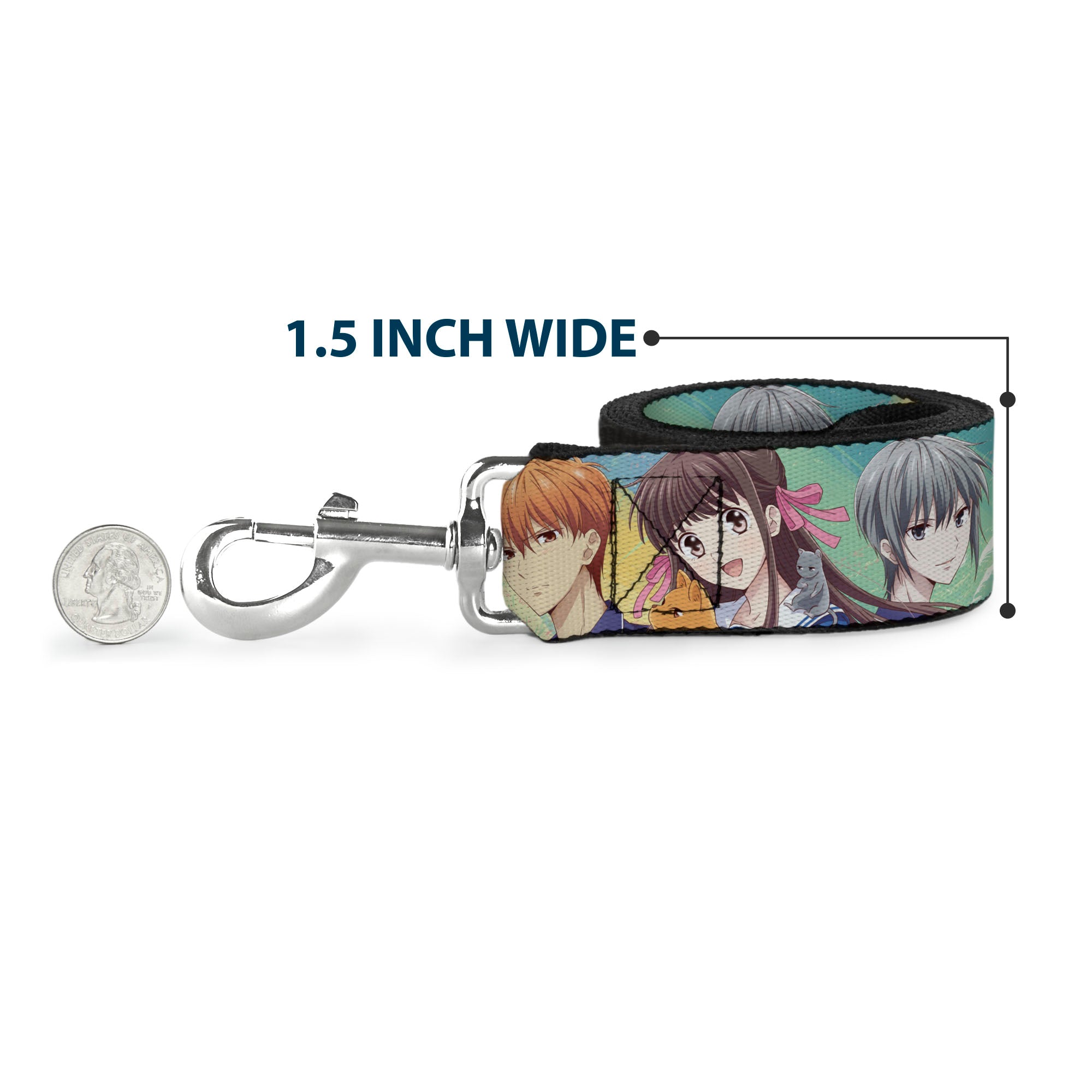 Dog Leash - Fruits Basket Kyo Tohru Yuki Group Pose Greens/Blues Dog Leashes Fruits Basket