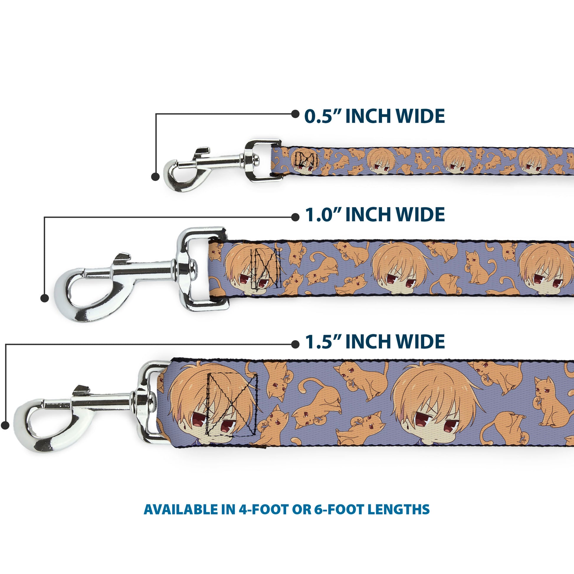 Dog Leash - Fruits Basket Chibi Kyo Soma and Cat Scattered Blue/Orange Dog Leashes Fruits Basket