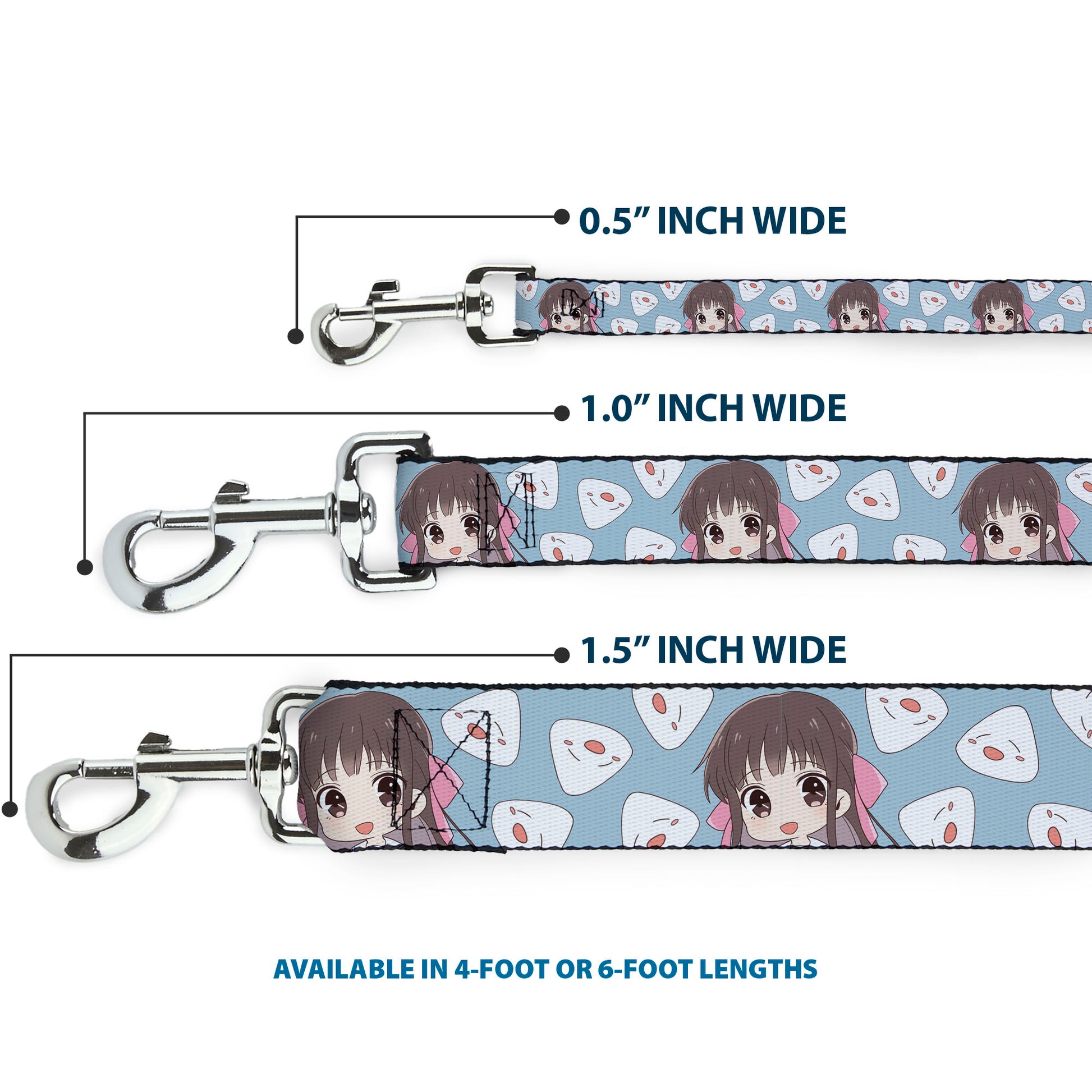 Dog Leash - Fruits Basket Chibi Tohru Honda and Rice Ball Scattered Light Blue Dog Leashes Fruits Basket
