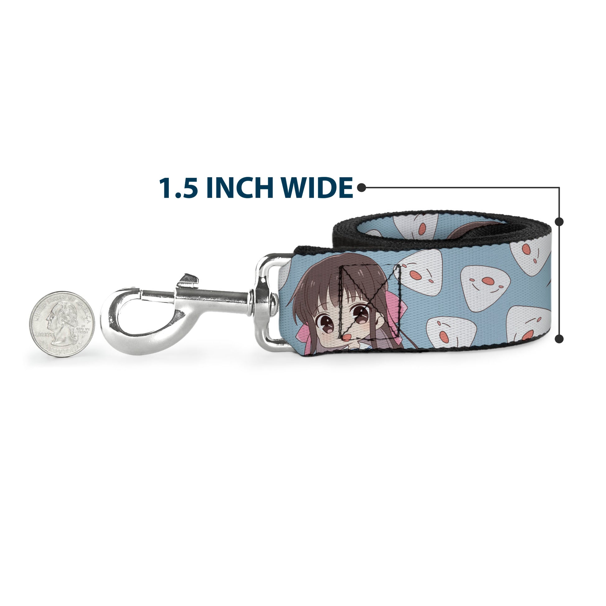 Dog Leash - Fruits Basket Chibi Tohru Honda and Rice Ball Scattered Light Blue Dog Leashes Fruits Basket