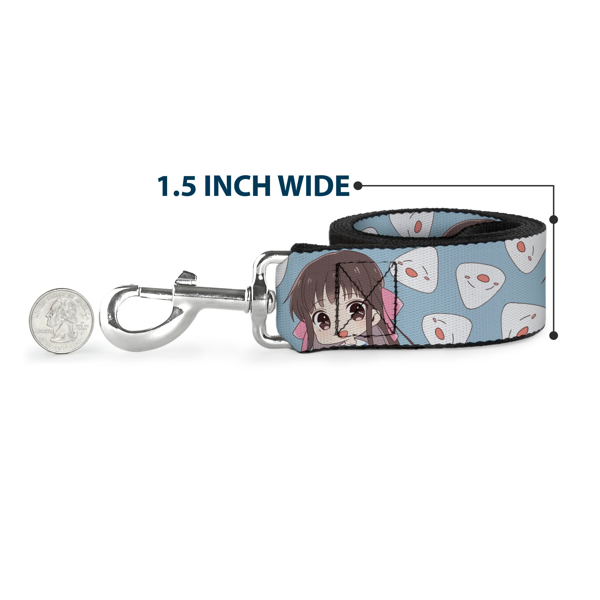 Dog Leash - Fruits Basket Chibi Tohru Honda and Rice Ball Scattered Light Blue Dog Leashes Fruits Basket