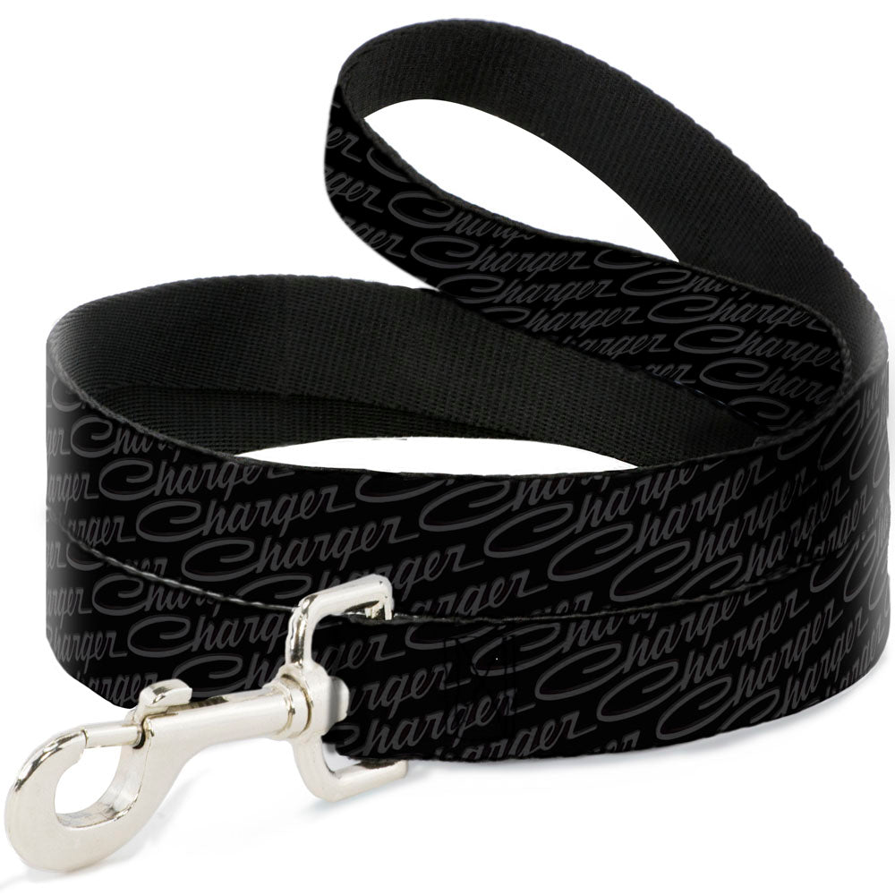 Dog Leash - CHARGER Script Emblem Repeat Black/Grays Dog Leashes Dodge