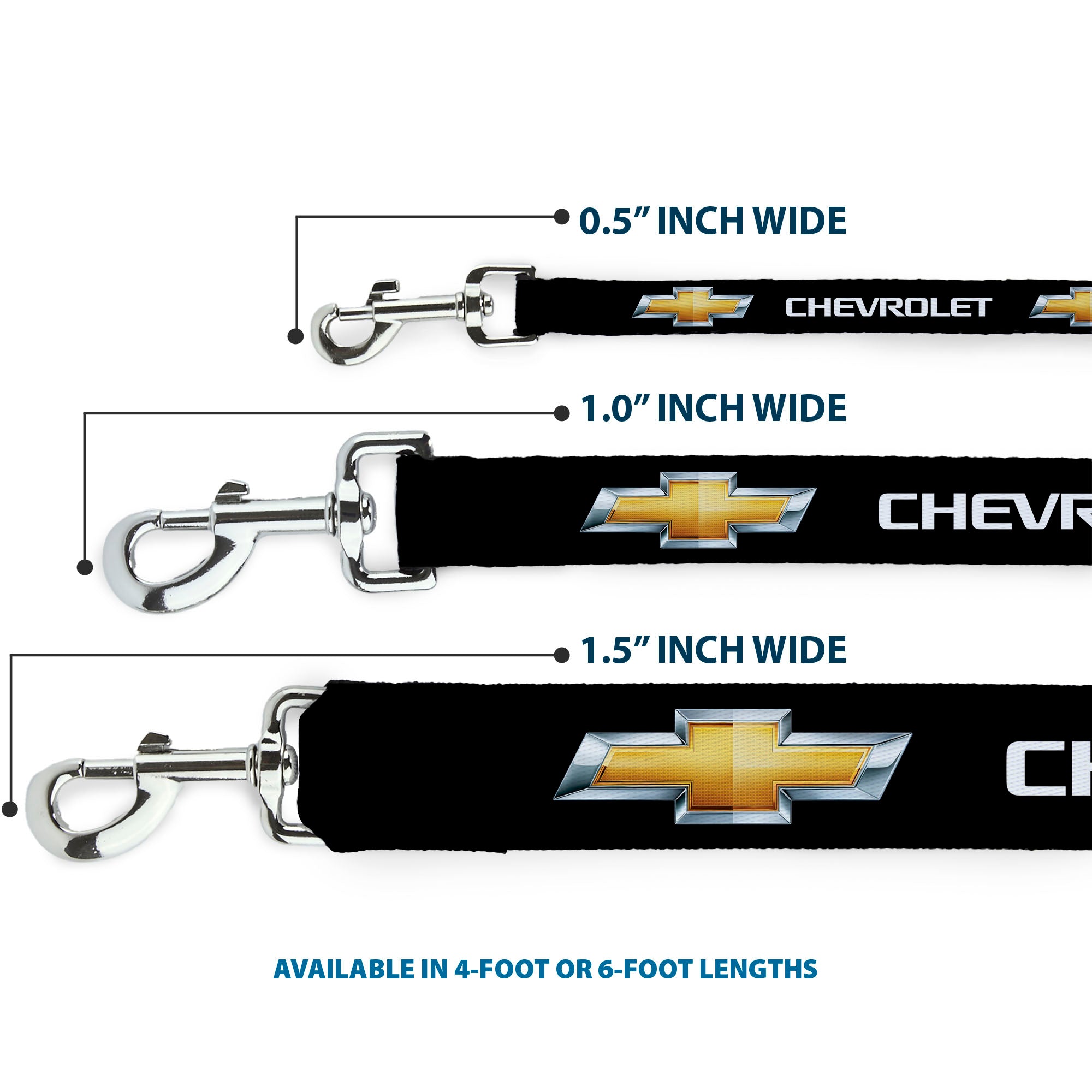Dog Leash - Chevy Bowtie Black/Gold Logo REPEAT Dog Leashes GM General Motors
