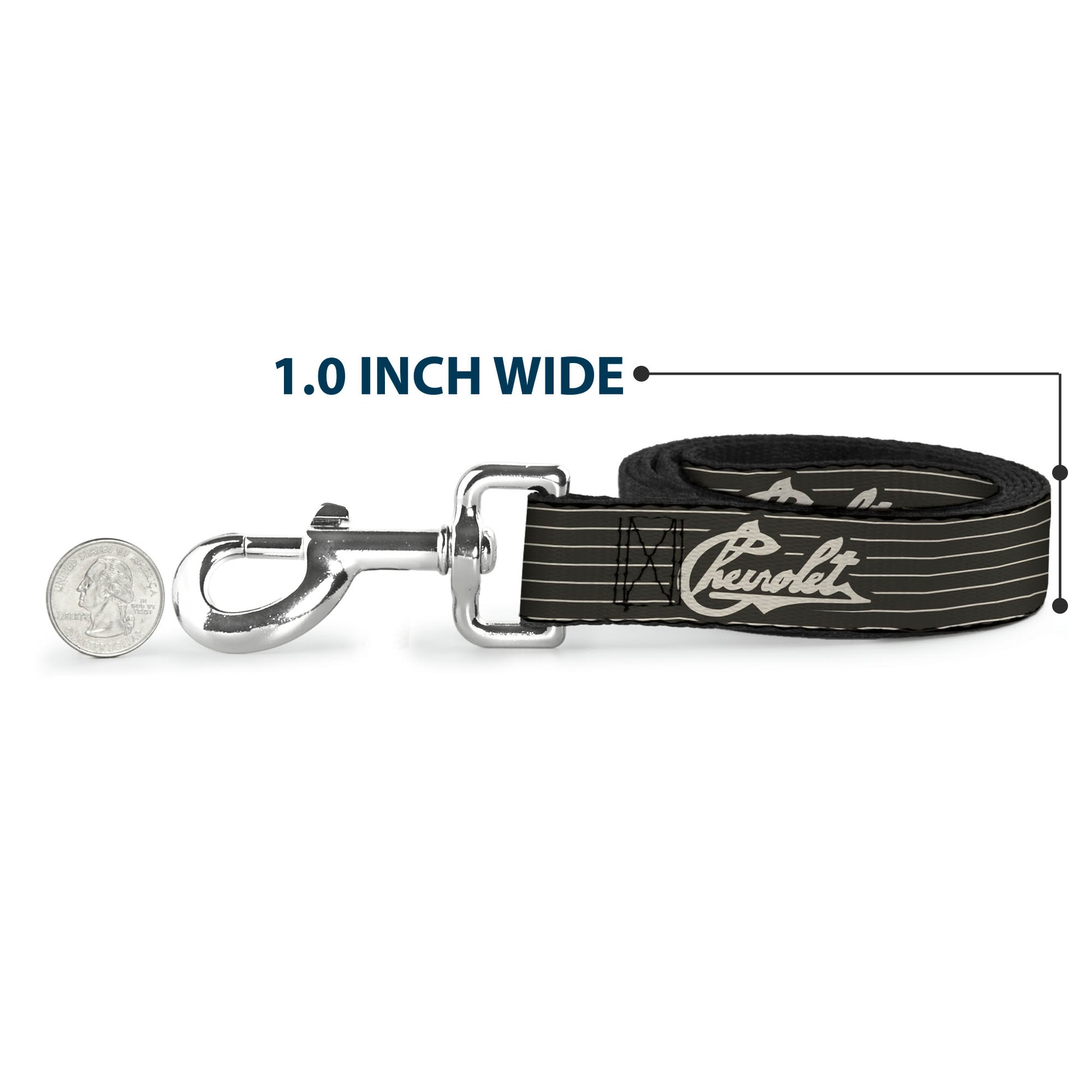 Dog Leash - CHEVROLET Heritage Script/Stripe Charcoal/Tan Dog Leashes GM General Motors