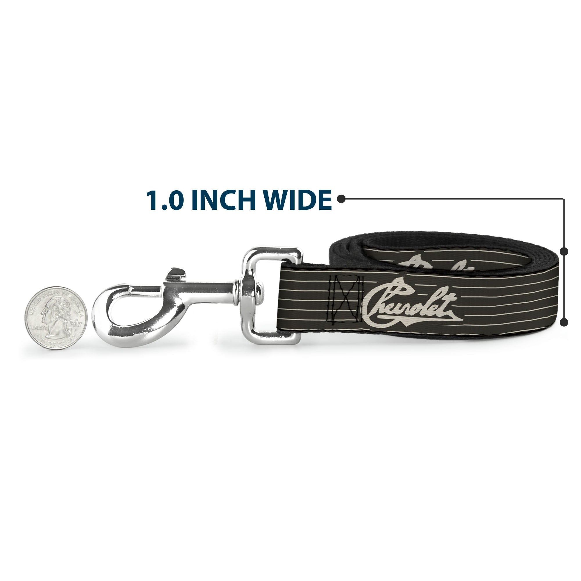Dog Leash - CHEVROLET Heritage Script/Stripe Charcoal/Tan Dog Leashes GM General Motors