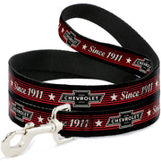Dog Leash - Vintage CHEVROLET Bowtie SINCE 1911/Stars Stripe Black/Red/Ivory Dog Leashes GM General Motors