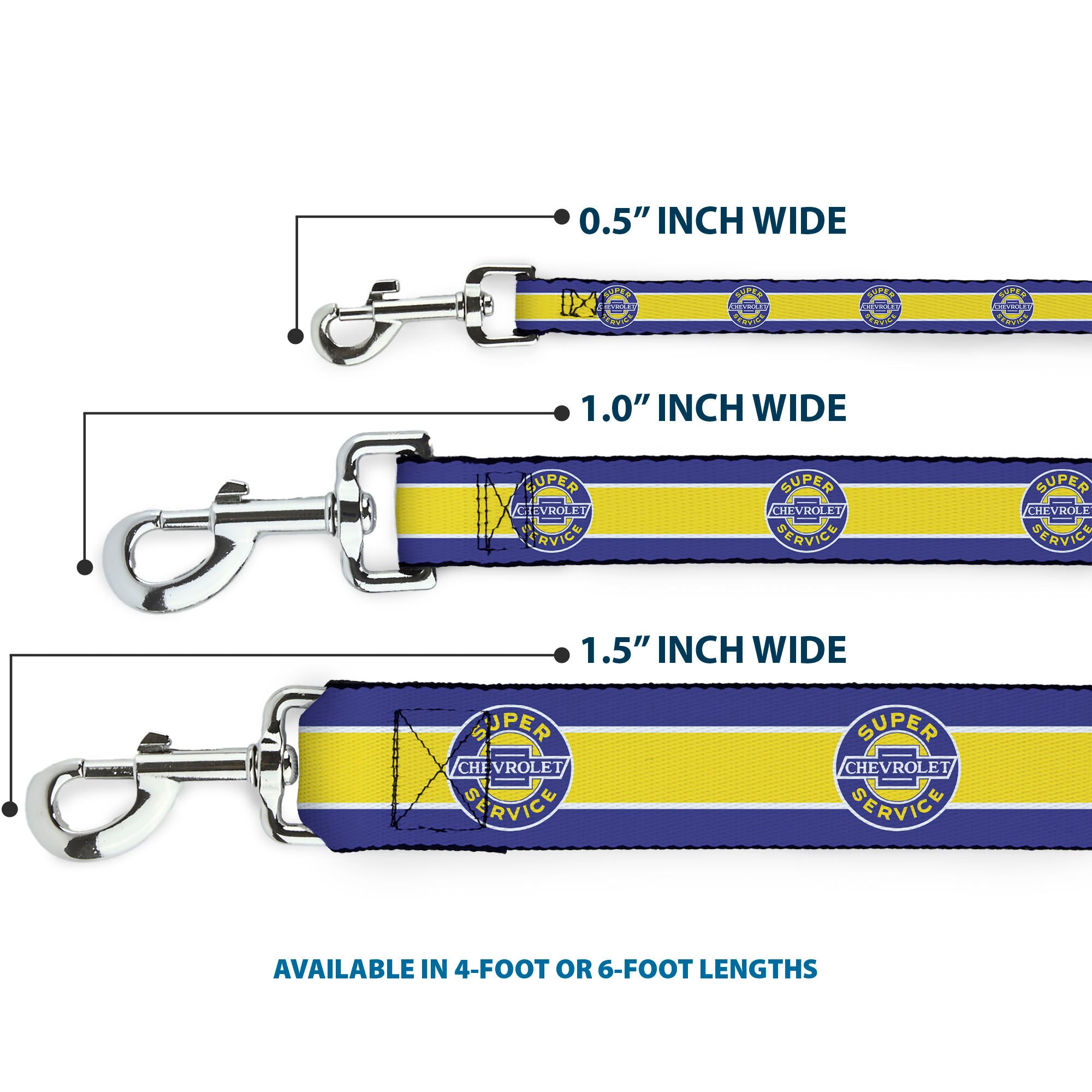 Dog Leash - CHEVROLET SUPER SERVICE Logo/Stripe Blue/White/Yellow Dog Leashes GM General Motors