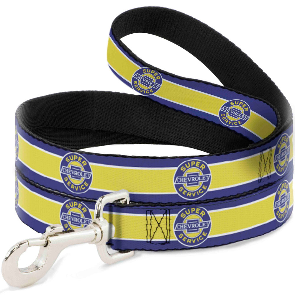 Dog Leash - CHEVROLET SUPER SERVICE Logo/Stripe Blue/White/Yellow Dog Leashes GM General Motors